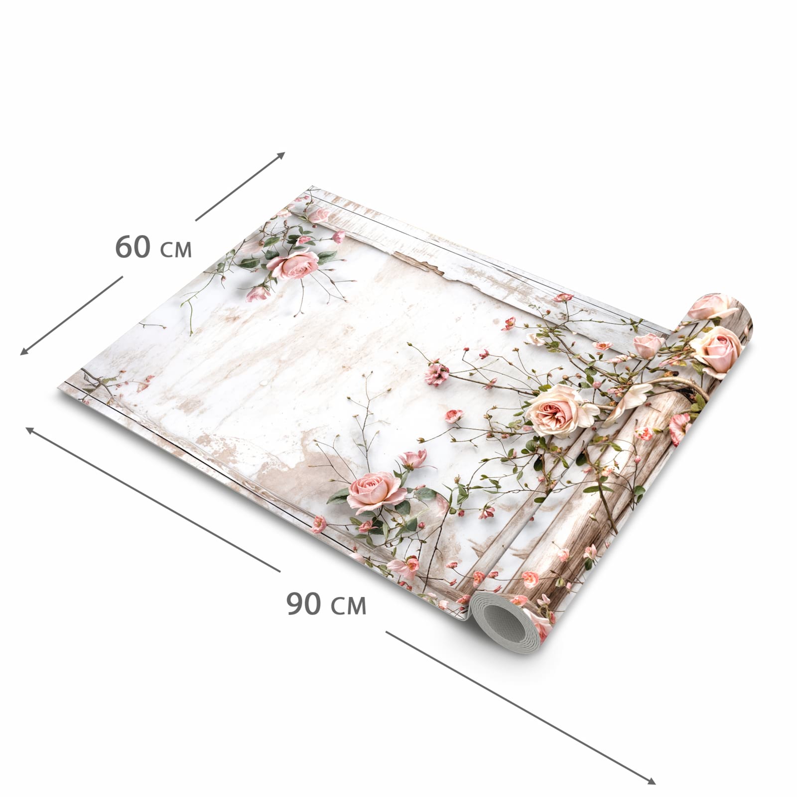 Bodenschonender moderner Küchenläufer mit Motiv Rosenblüten Eleganz in der Grösse 60x180 cm