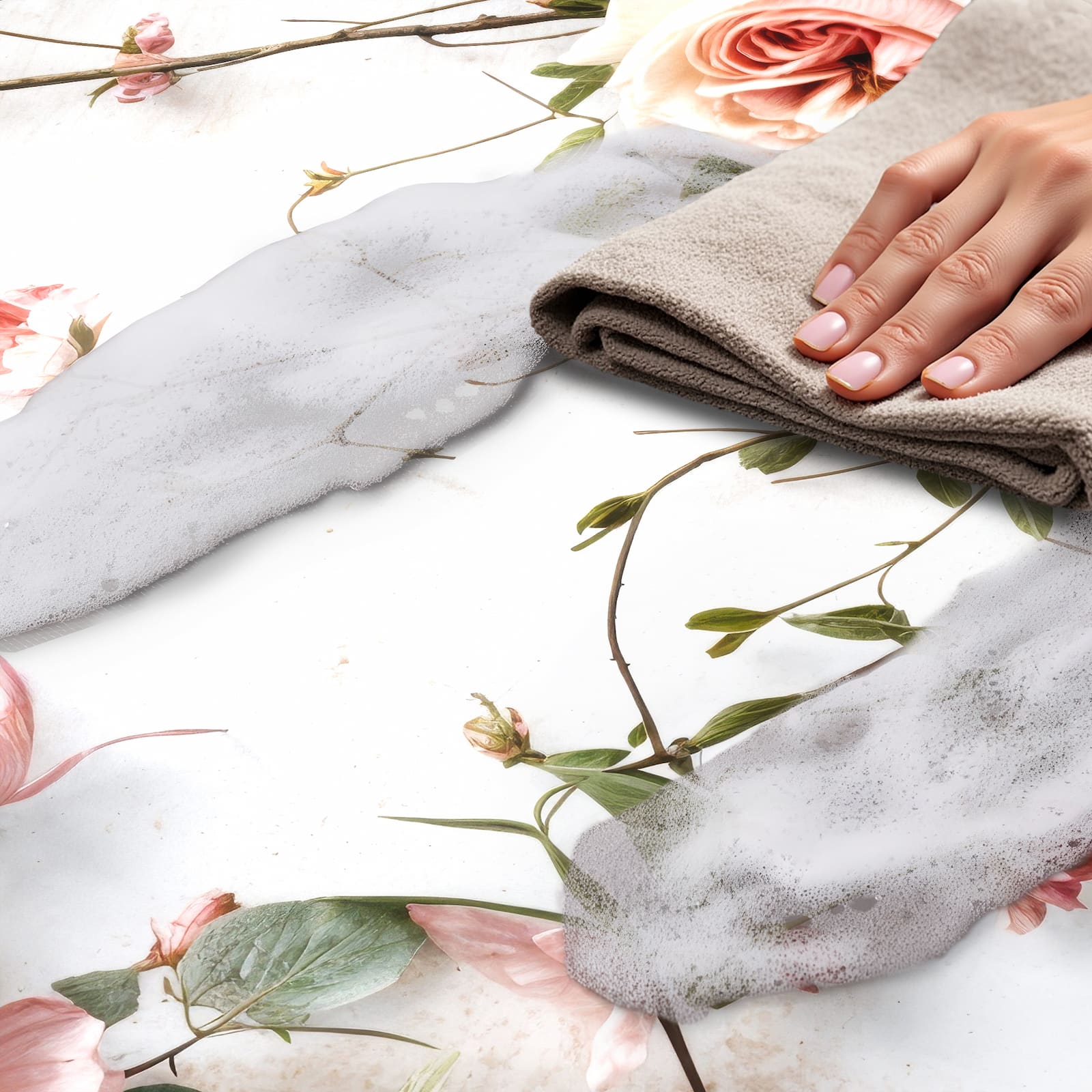 Abriebfester Bodenläufer Teppich mit Motiv Rosenblüten Eleganz, einfach zu reinigen