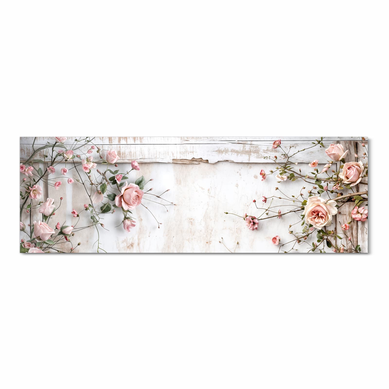 Langlebiger waschbarer Küchenteppich mit Motiv Rosenblüten Eleganz in Frontansicht