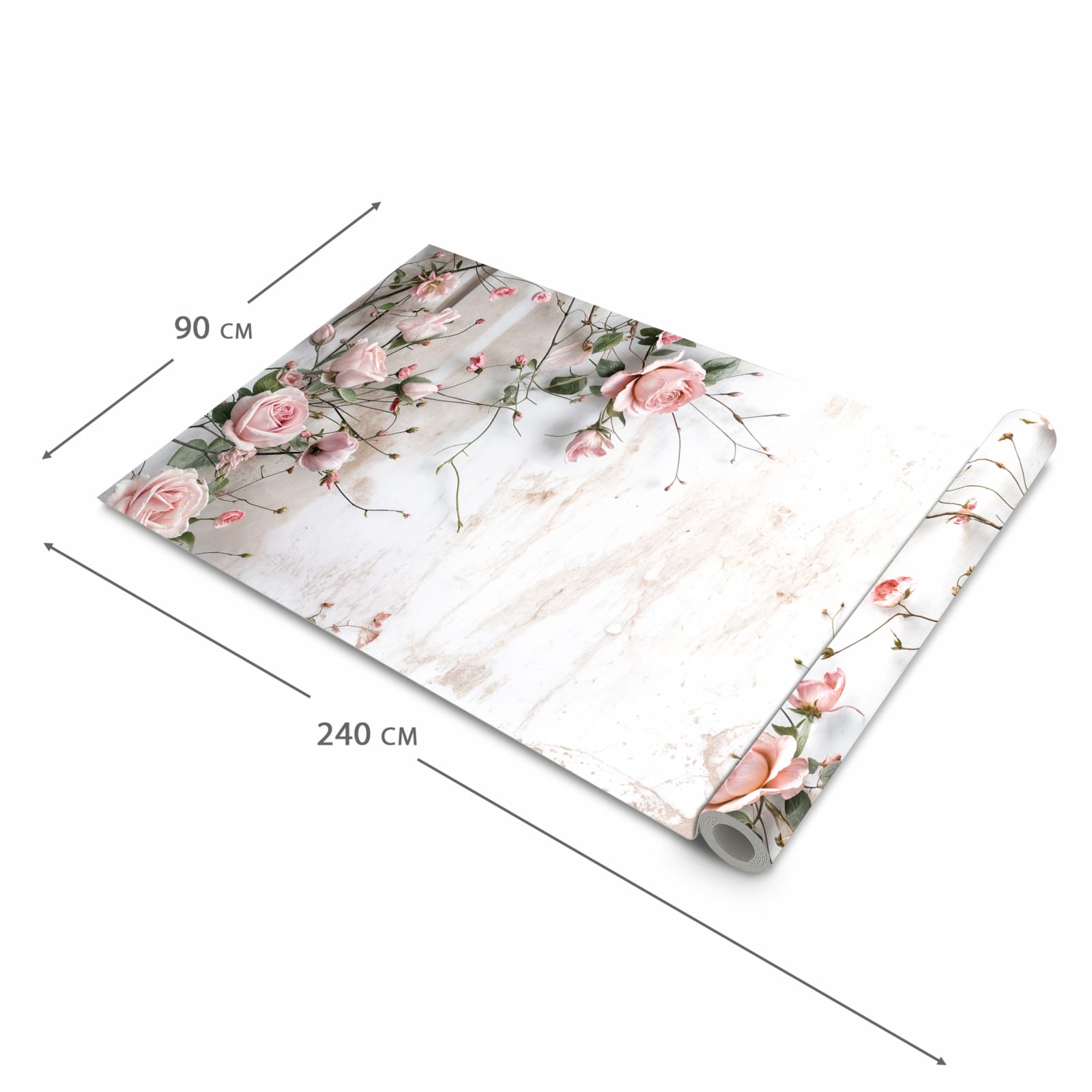 Zeitsparender Küchenteppich mit Motiv Rosenblüten Eleganz in der Grösse 60x180 cm