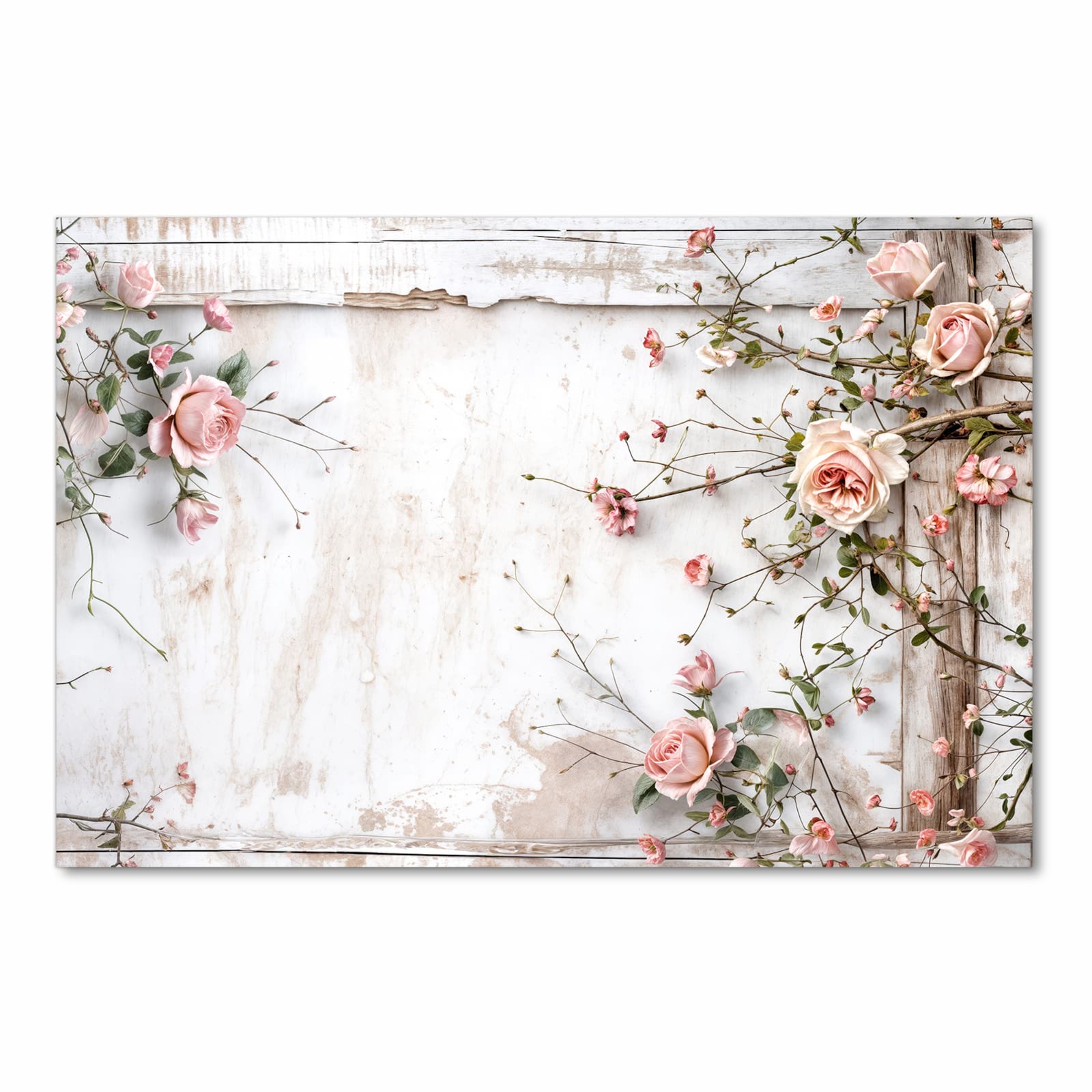 Bodenläufer mit Motiv Rosenblüten Eleganz in Frontansicht für Ordnung & Übersicht