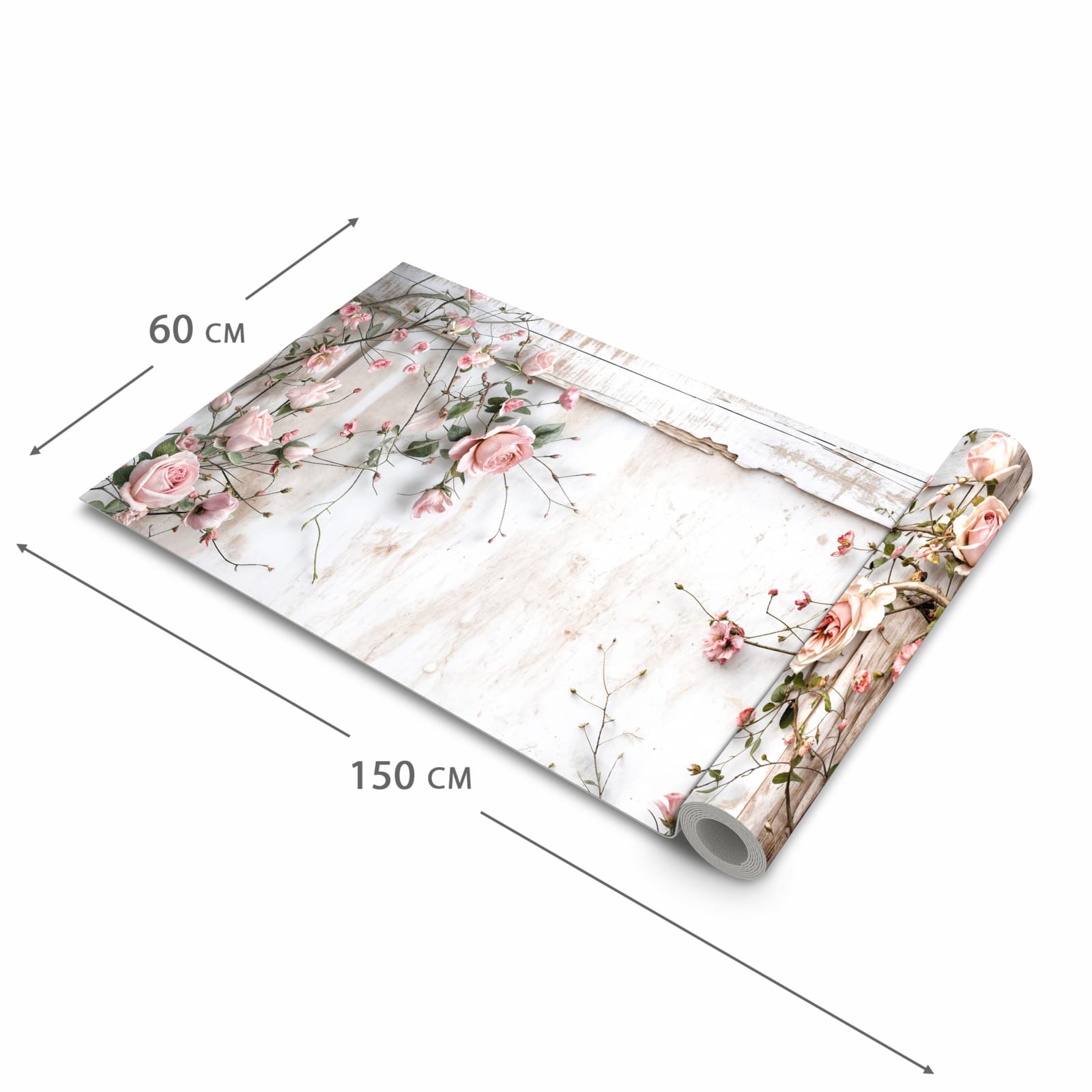 Strapazierfähiger waschbarer Küchenläufer mit Motiv Rosenblüten Eleganz in der Größe 60x180 cm