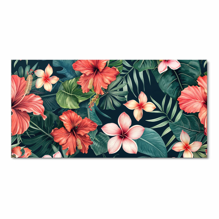 Maße Küchenläufer - Hibiskus auf Dunkelgrün
