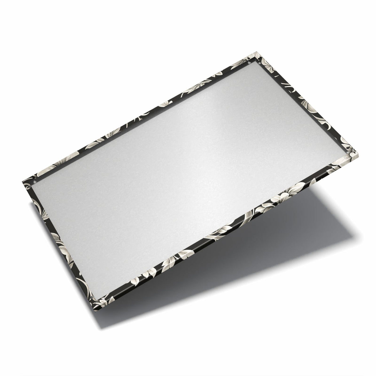 Nur 7 mm – liegt eng an der Wand – Metall Magnettafel - Blüten auf Schwarz