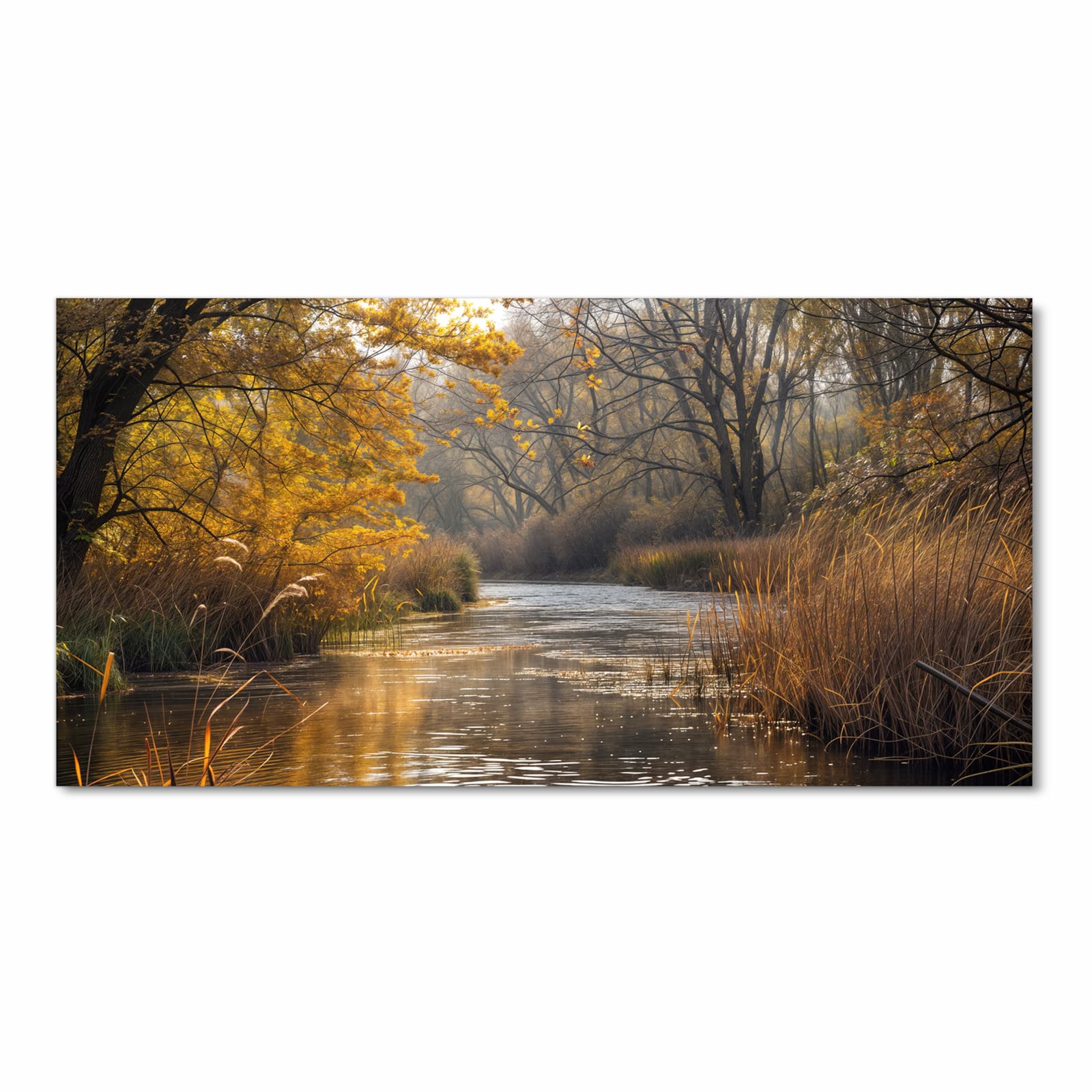 Rutschfester Küchenteppich mit Motiv Herbstliches Ufer in Frontansicht für Trittkomfort