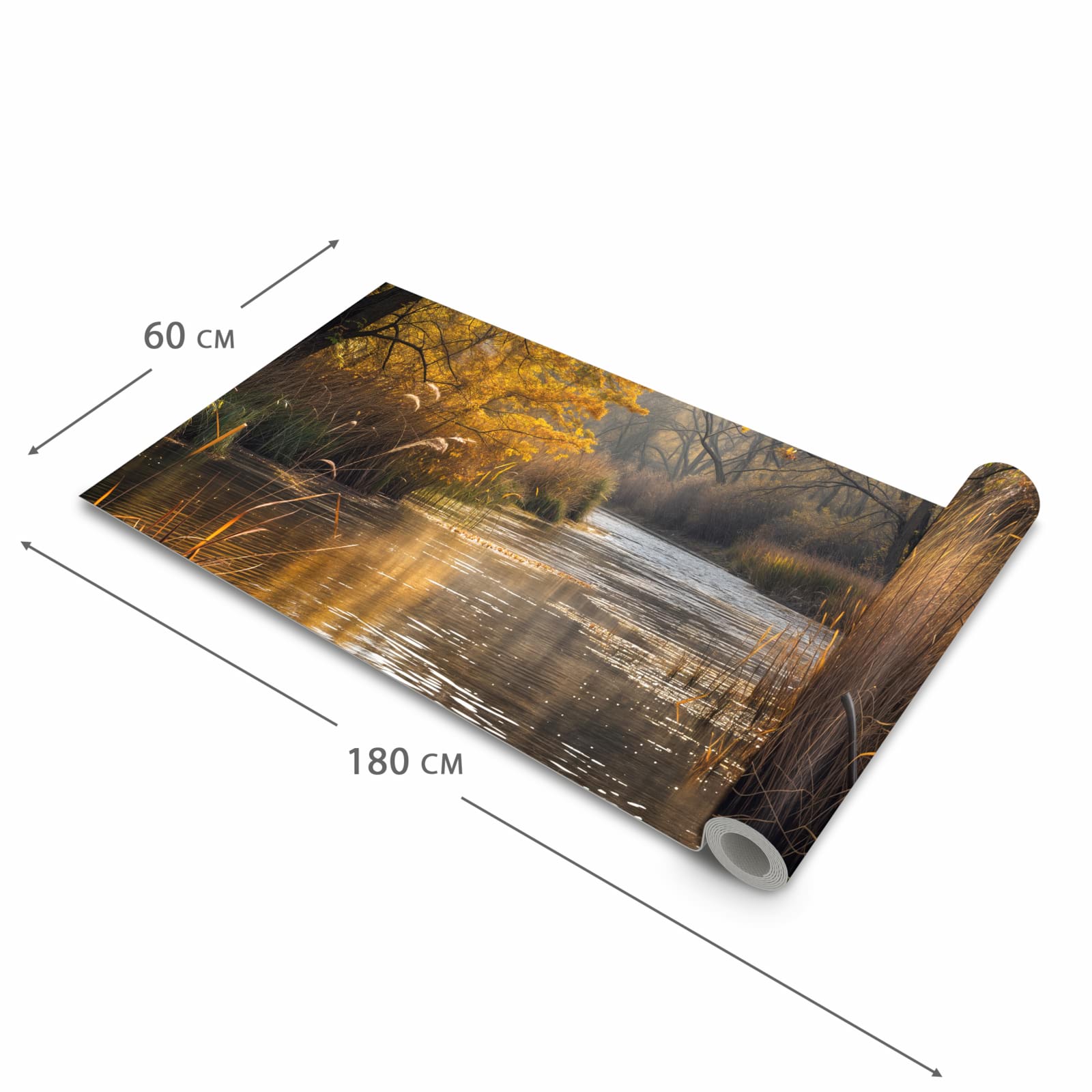 Zeitsparender Küchenläufer mit Motiv Herbstliches Ufer in der Grösse 80x300 cm