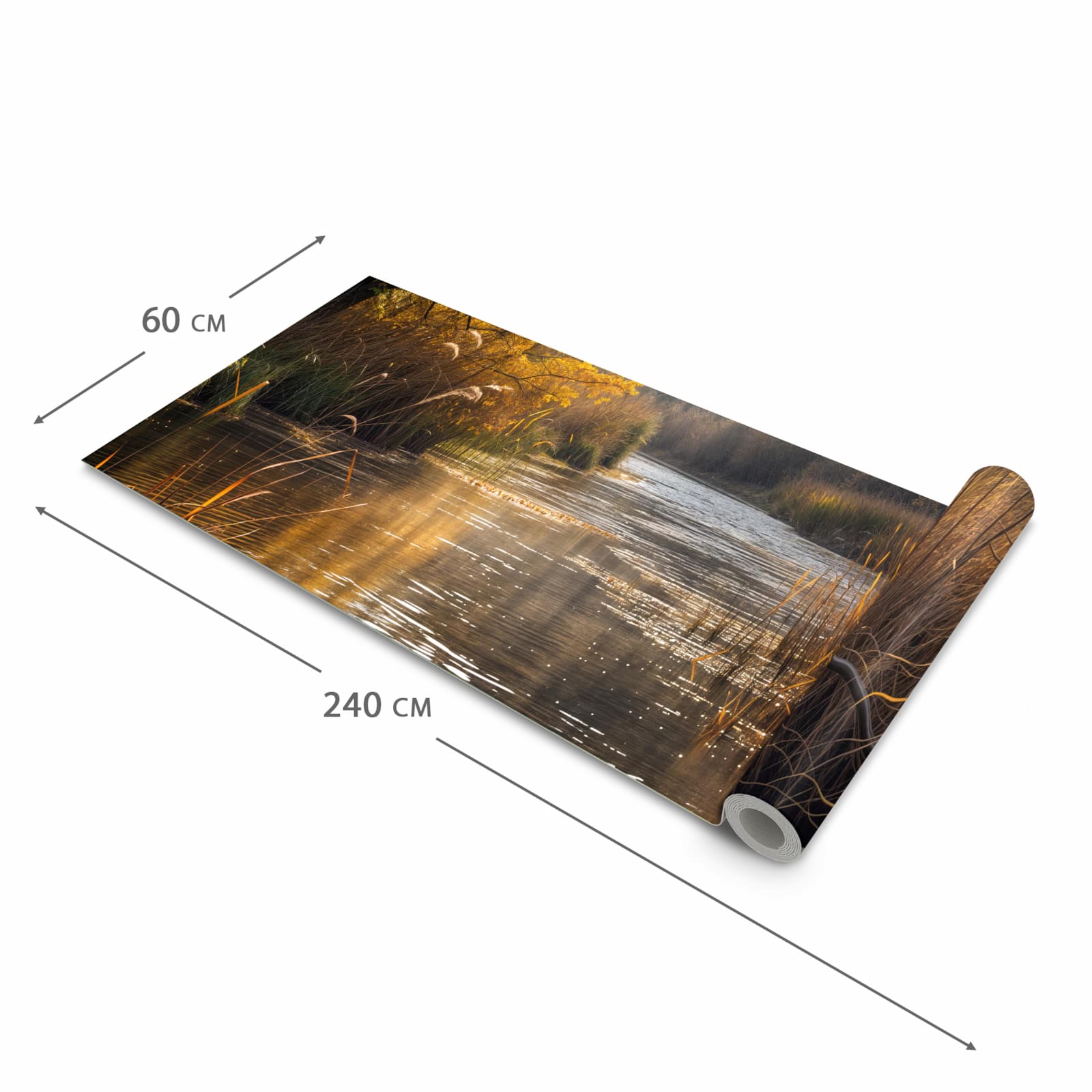 Geräuschdämpfender Küchenvorleger mit Motiv Herbstliches Ufer in der Größe 80x300 cm