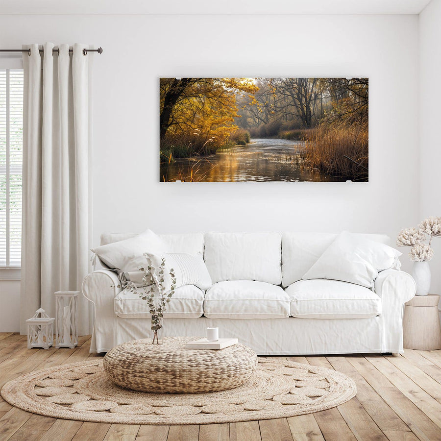 Maße Wandbild - Schilf am Herbstfluss - Querformat