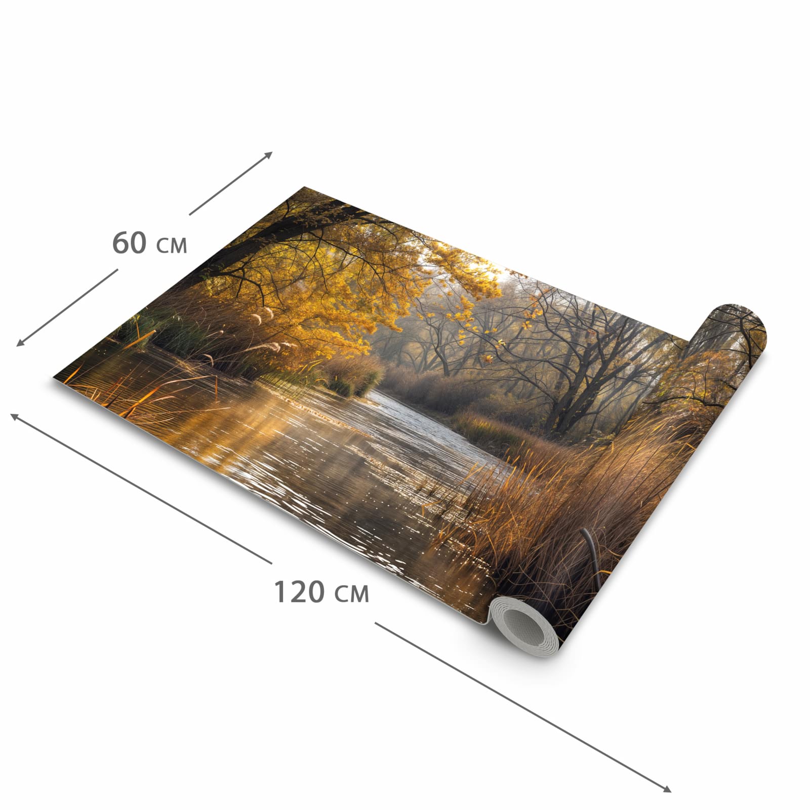 Formstabiler Küchenläufer mit Motiv Herbstliches Ufer in der Grösse 80x280 cm