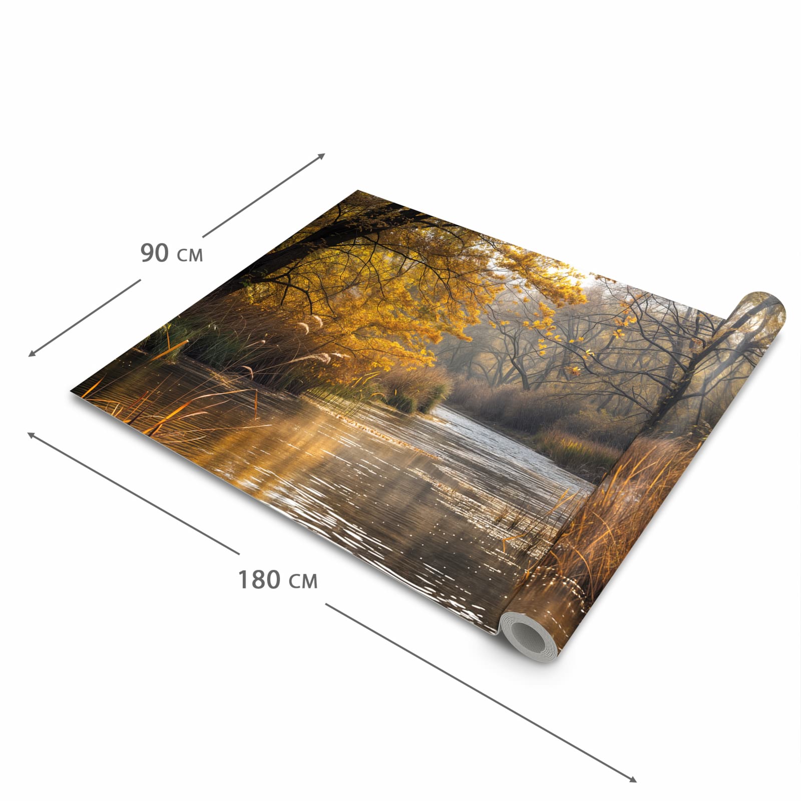 Langlebiger Läufer Eingangsbereich mit Motiv Herbstliches Ufer in der Größe 80x300 cm