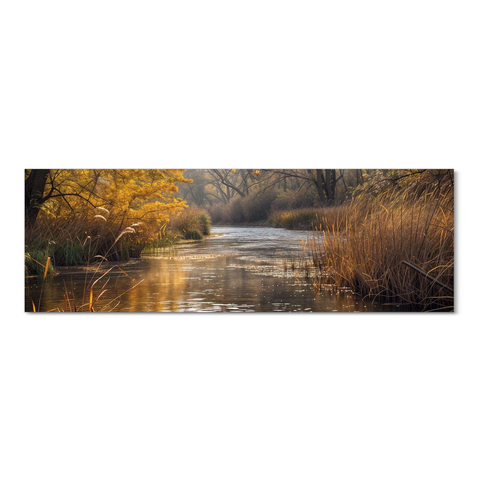 Fleckenresistenter waschbarer Küchenteppich mit Motiv Herbstliches Ufer in Frontansicht