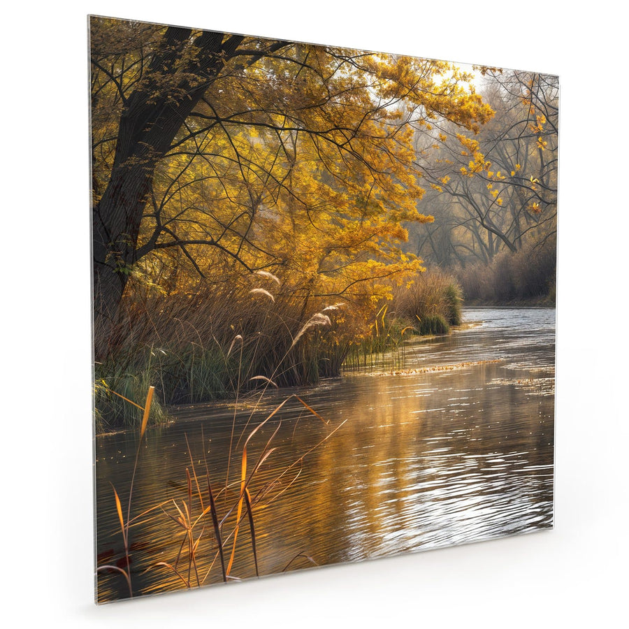 Maße Küchenrückwand Schilf am Herbstfluss aus Glas