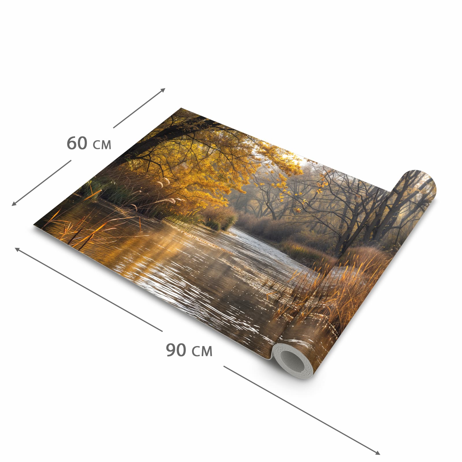 Komfortabler Küchenteppich mit Motiv Herbstliches Ufer in der Grösse 80x300 cm