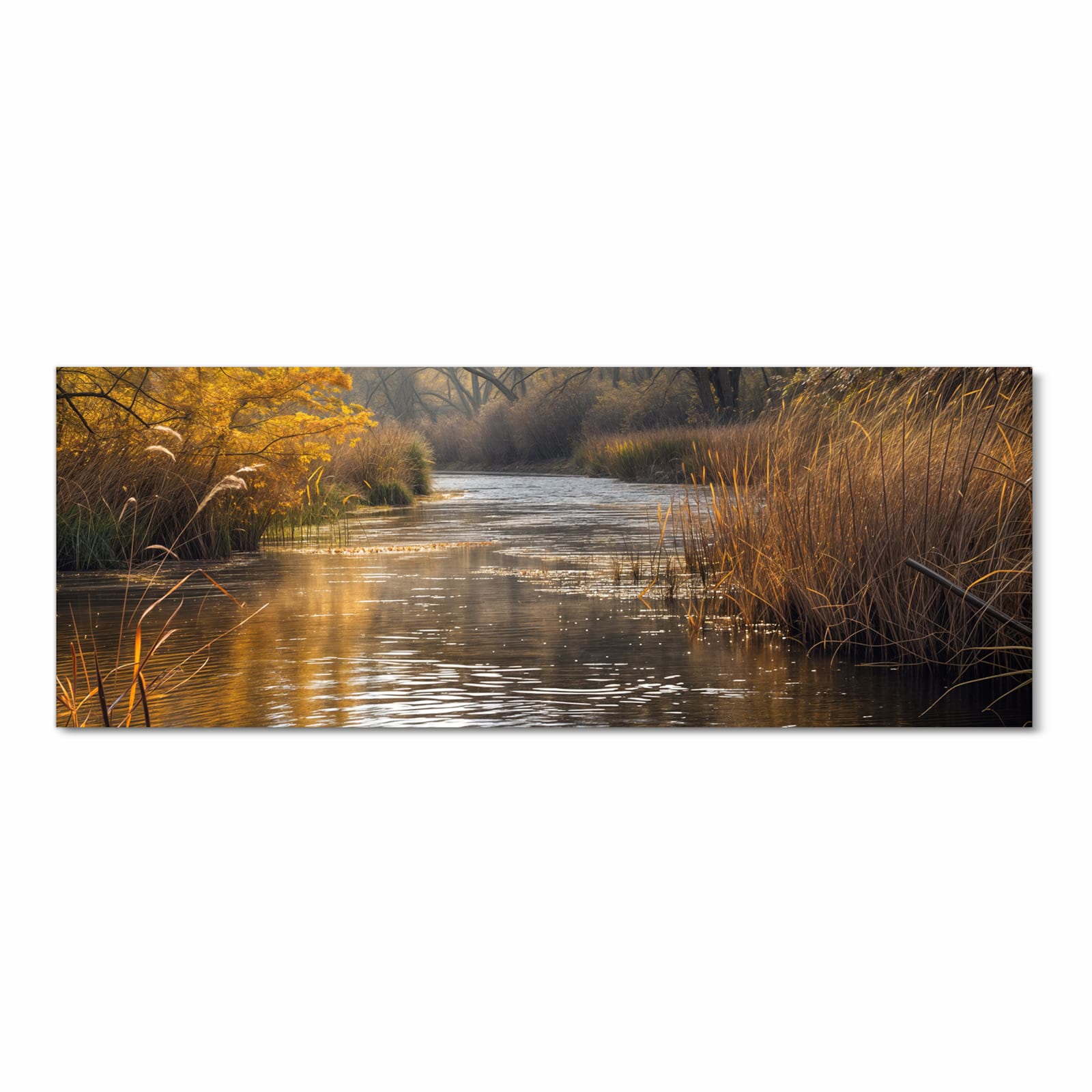 Pflegeleichter Küchenläufer mit Motiv Herbstliches Ufer in Frontansicht, rutschfest