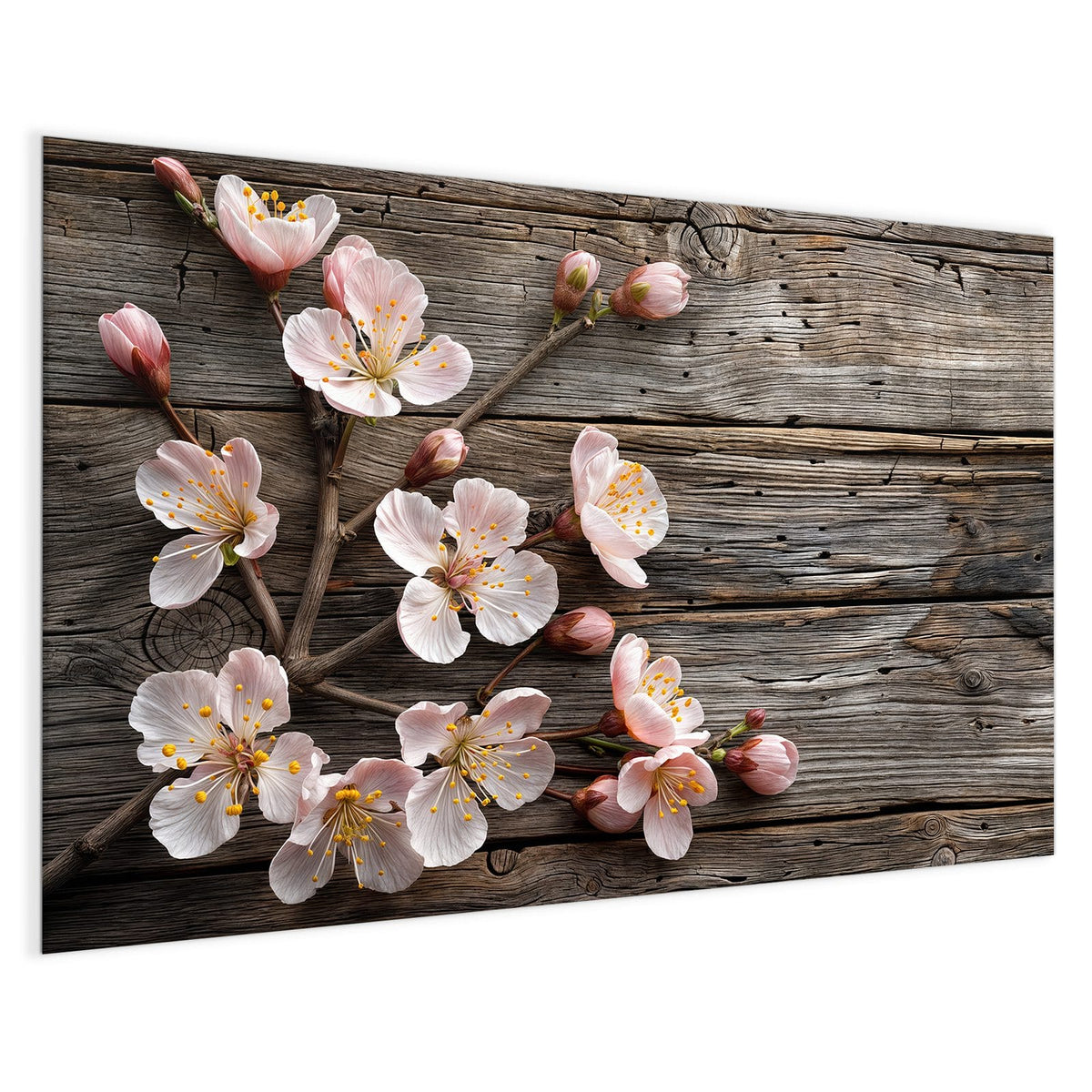 4 mm Glas statt lackiertem Blech – Magnettafel - Blüten auf Grauholz