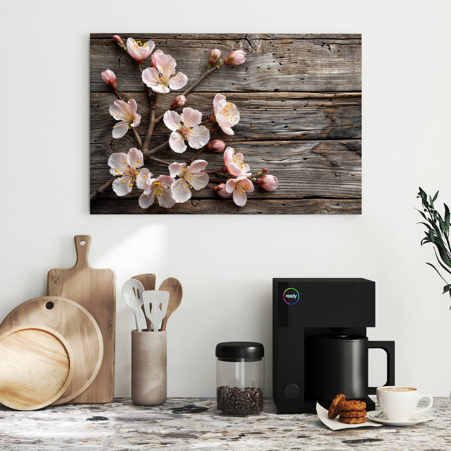 Maße Metall Magnettafel - Blüten auf Grauholz