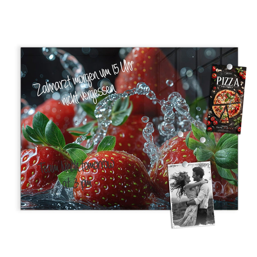 Maße Magnettafel - Erdbeeren mit Tropfen