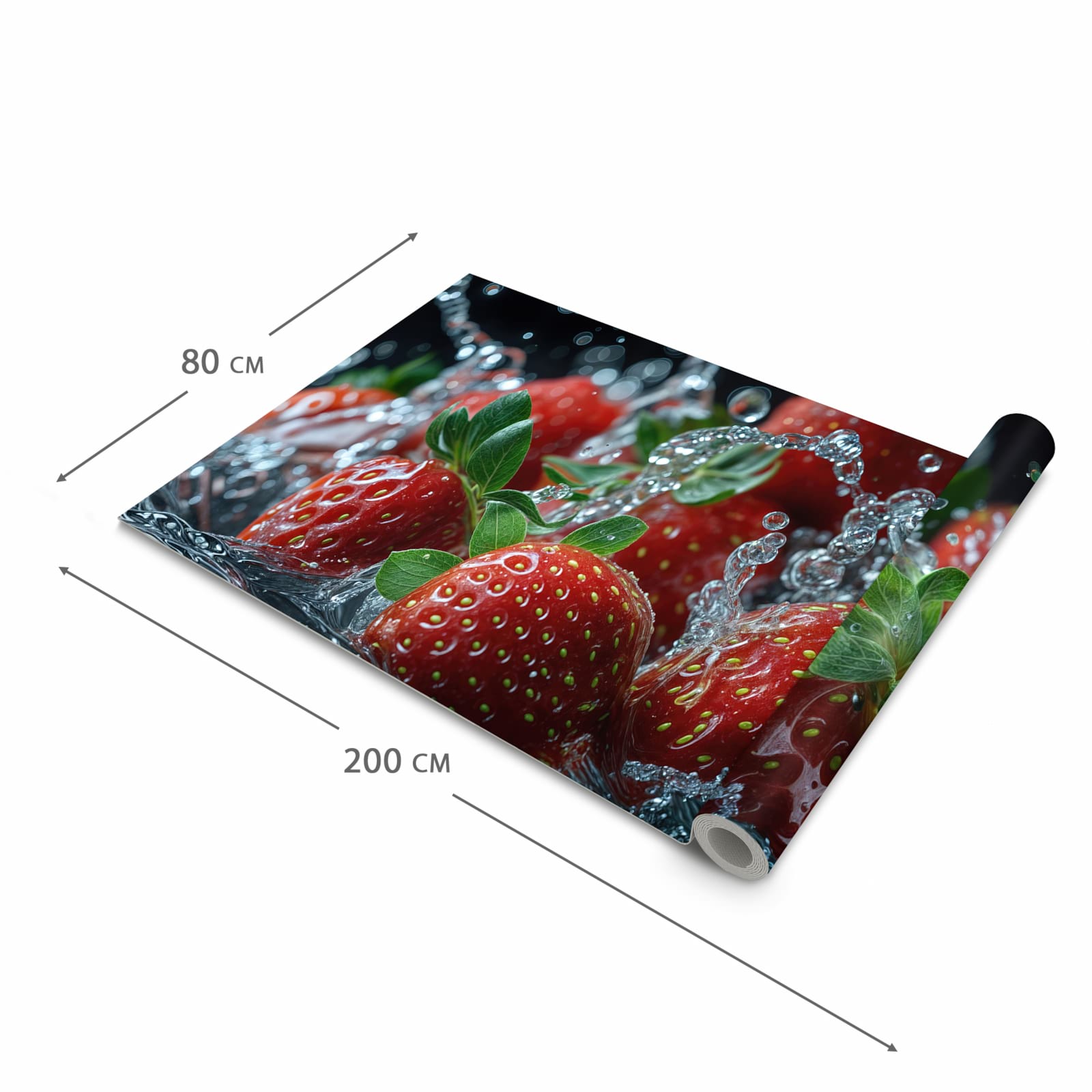 Schmutzabweisender rutschfester Küchenläufer mit Motiv Erdbeeren von Frische in der Größe 80x280 cm