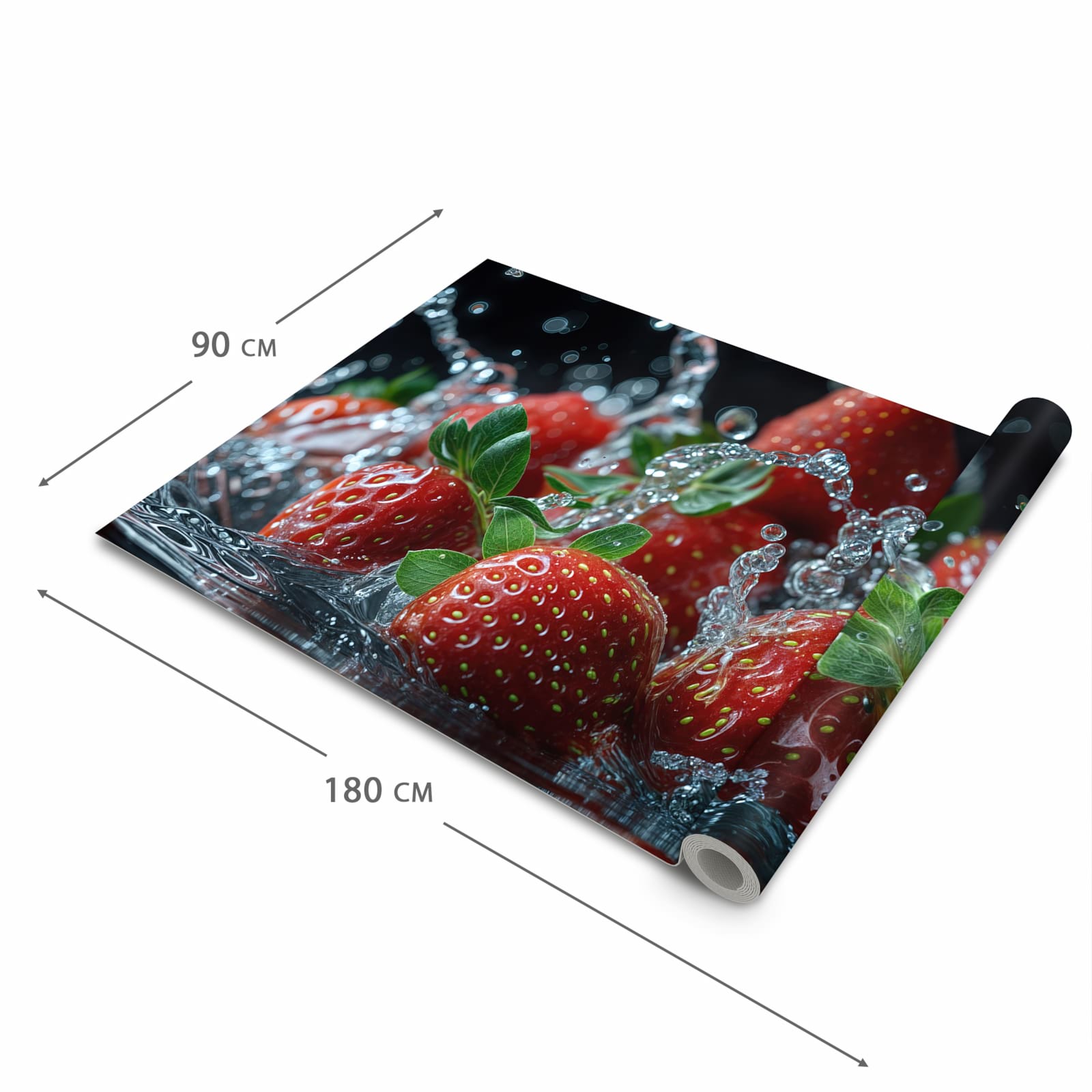 Pflegeleichter moderner Küchenläufer mit Motiv Erdbeeren von Frische in der Größe 80x280 cm