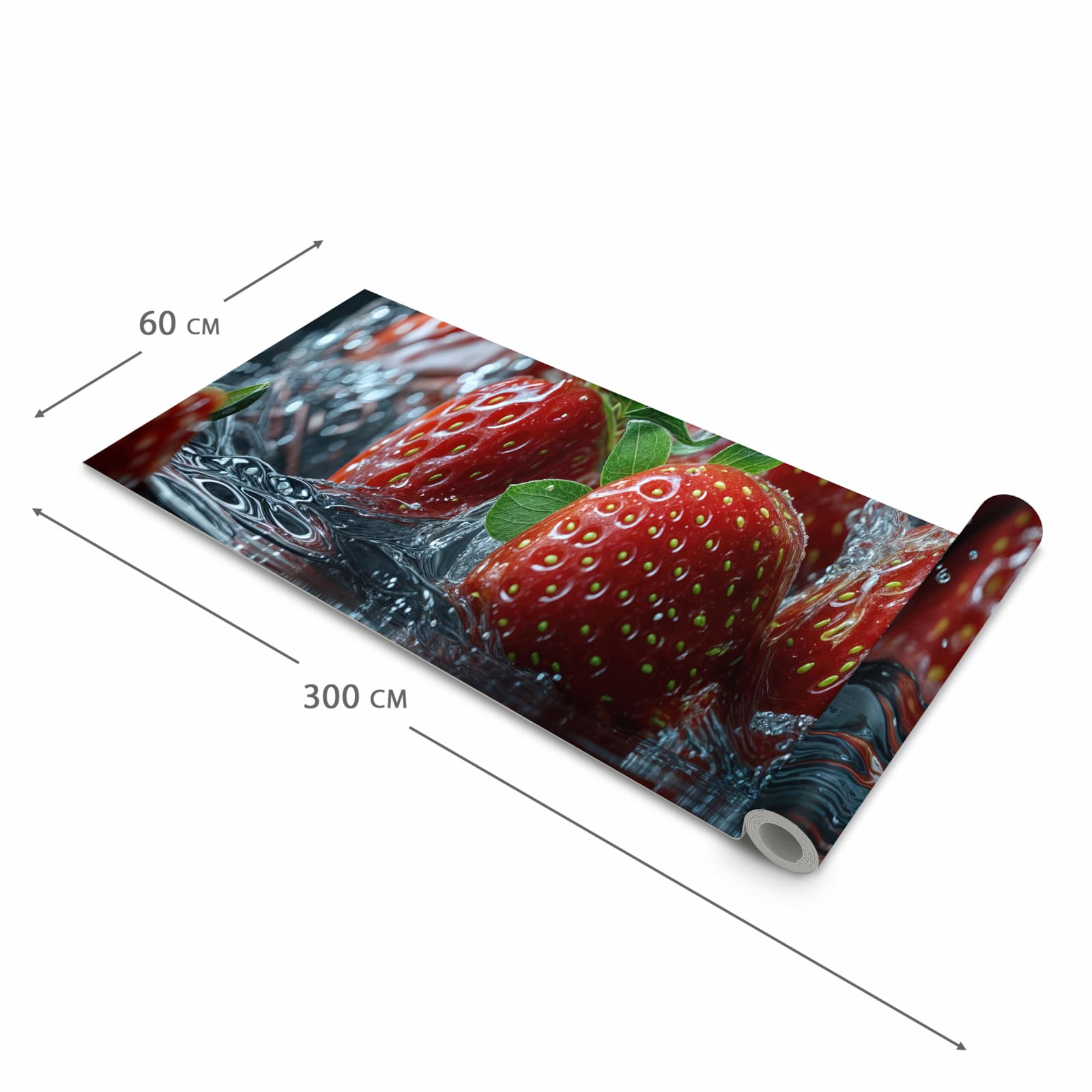 Wasserabweisender Küchenläufer mit Motiv Erdbeeren von Frische in der Grösse 80x280 cm