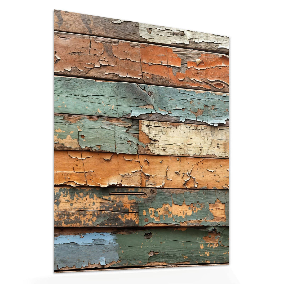 Echtglas, 4 mm – kein Acryl, keine Folie – Wandbild - Antike Holzplanken - Hochformat