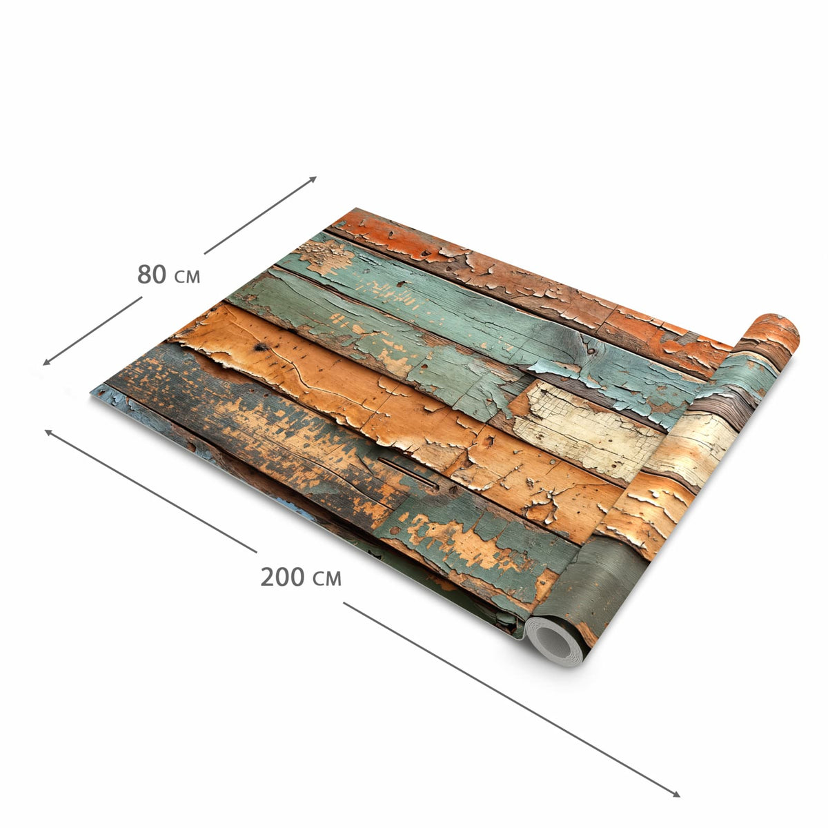 Bodenschonender waschbarer Küchenteppich mit Motiv Antike Holzplanken in der Grösse 80x250 cm