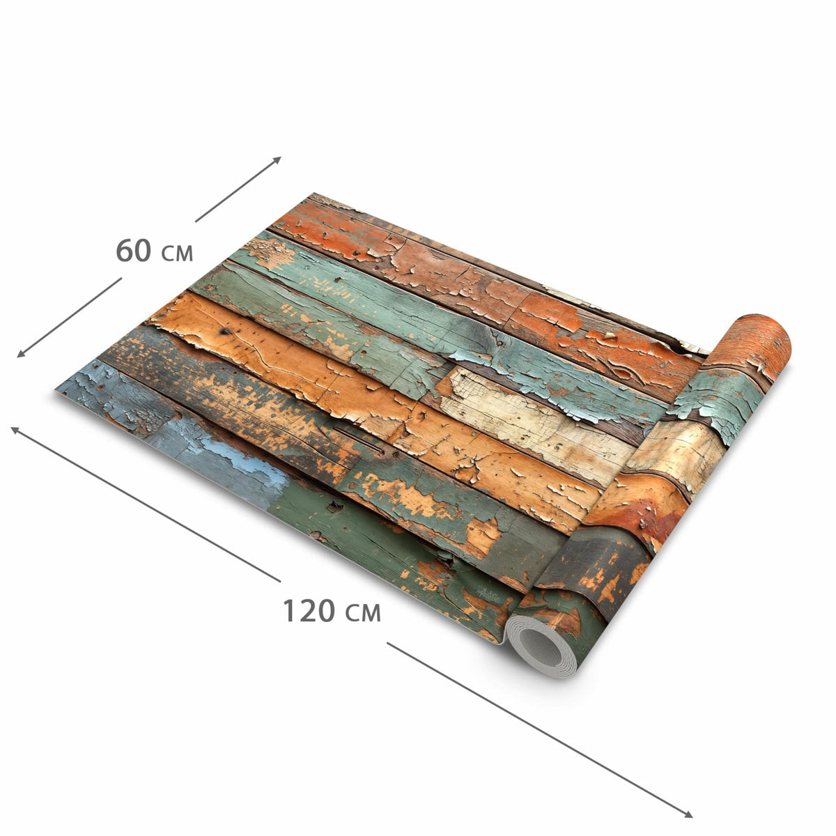 Waschbarer dünner Küchenteppich mit Motiv Antike Holzplanken in der Grösse 80x250 cm