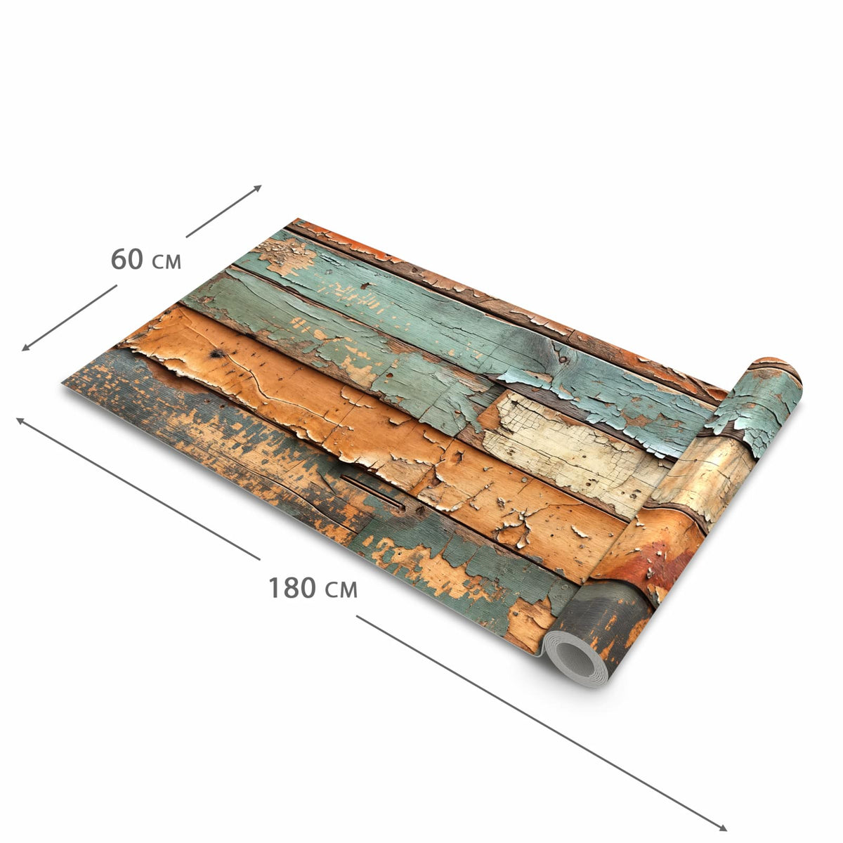 Strapazierfähiger waschbarer Teppich Esstisch mit Motiv Antike Holzplanken in der Größe 80x250 cm