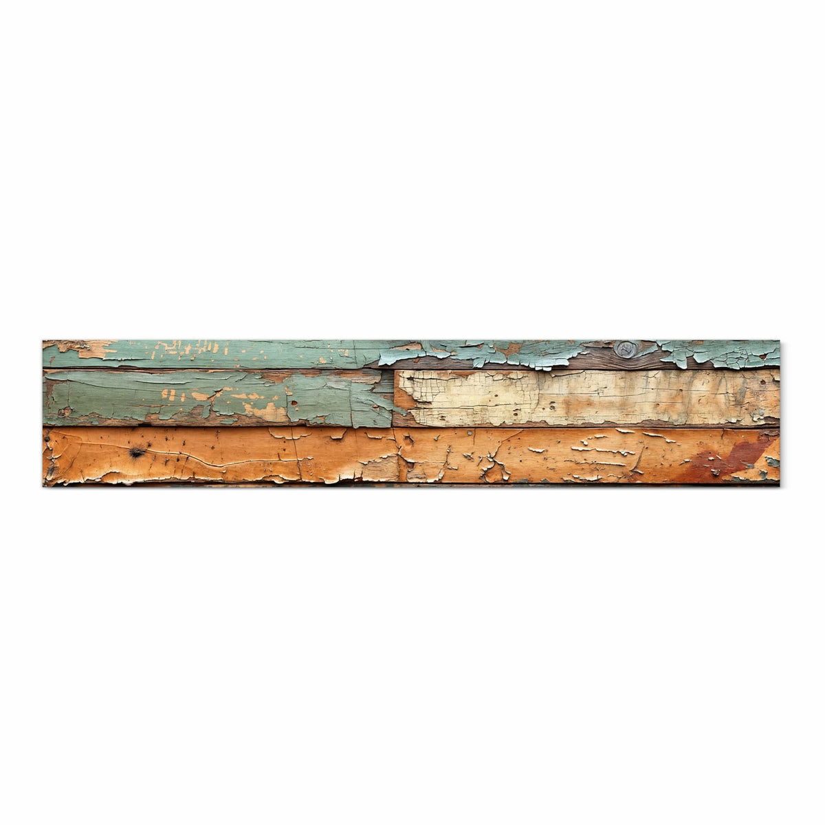 Komfortabler Küchenteppich mit Motiv Antike Holzplanken in Frontansicht für angenehmes Stehen