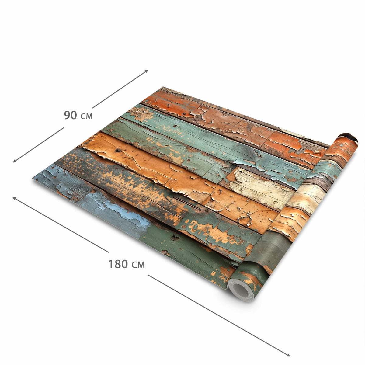 Formstabiler waschbarer Küchenteppich mit Motiv Antike Holzplanken in der Grösse 80x280 cm