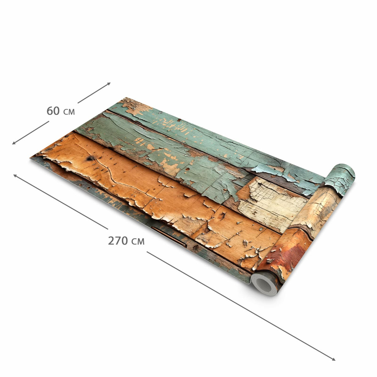 Langlebiger Bodenläufer mit Motiv Antike Holzplanken in der Grösse 80x250 cm