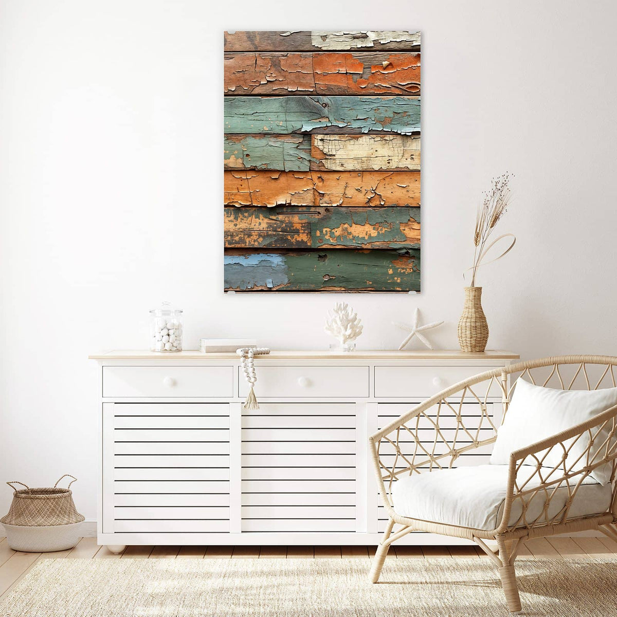 Aufhängung liegt bei – Motiv später wechselbar – Wandbild - Antike Holzplanken - Hochformat
