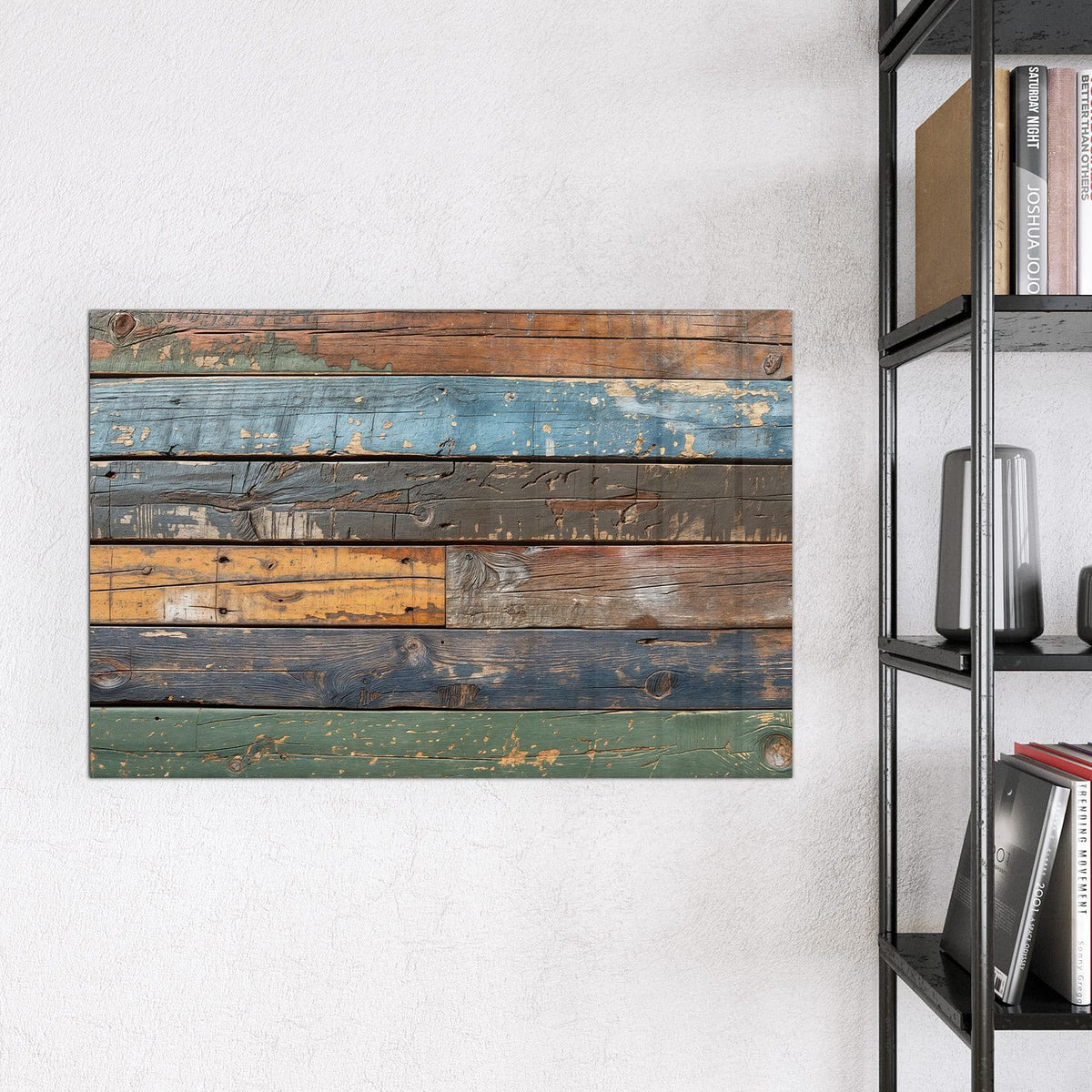 Magnettafel - Planken in Blau und Rost – Verwitterte Planken in Blau und Rost