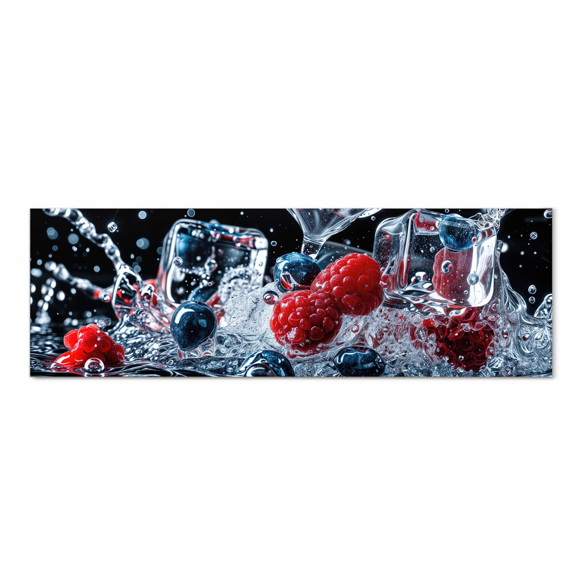 Komfortabler waschbarer Küchenteppich mit Motiv Beeren Eiswürfel in Frontansicht