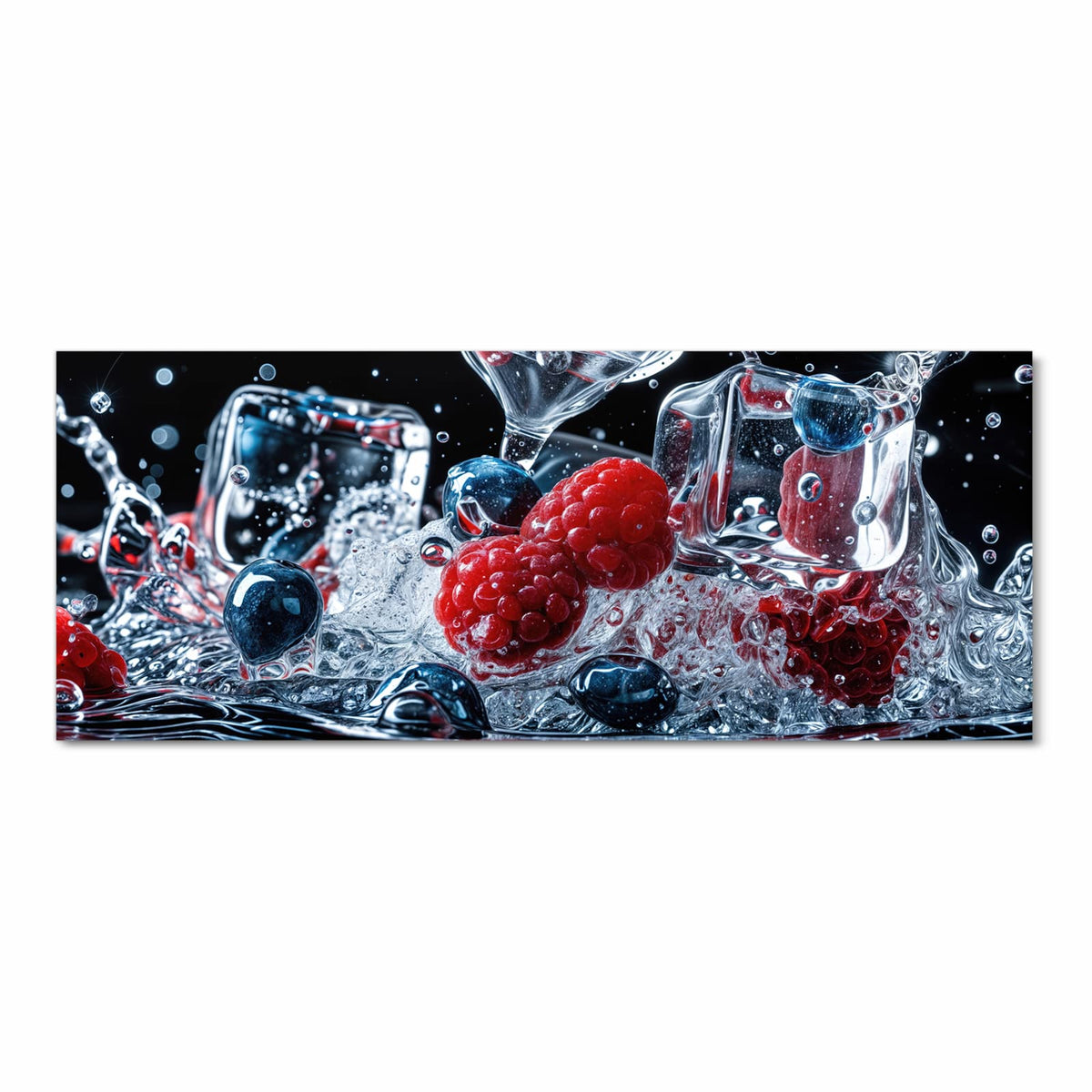 Fleckenresistenter rutschfester Küchenteppich mit Motiv Beeren Eiswürfel in Frontansicht
