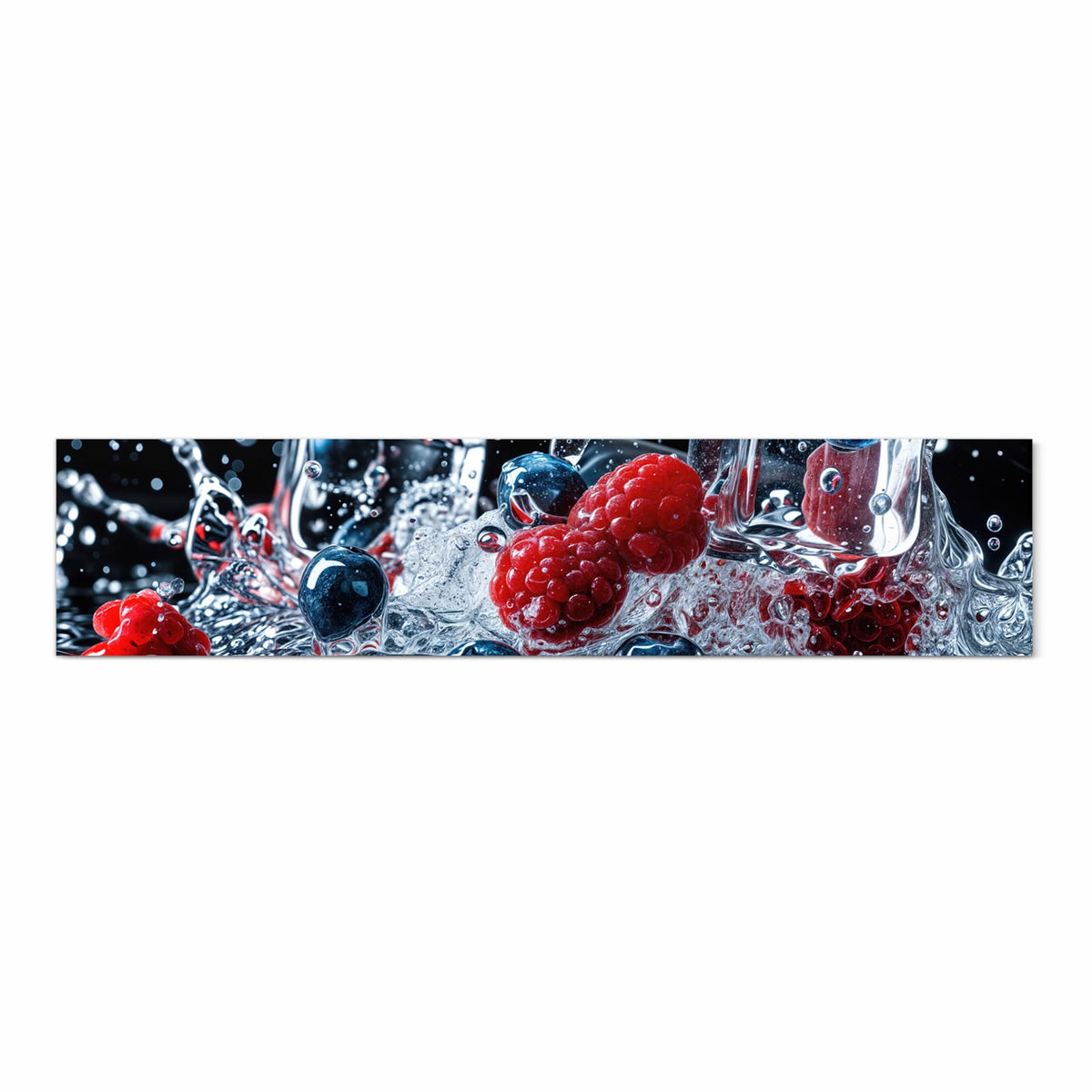 Langlebiger waschbarer Küchenteppich mit Motiv Beeren Eiswürfel in Frontansicht