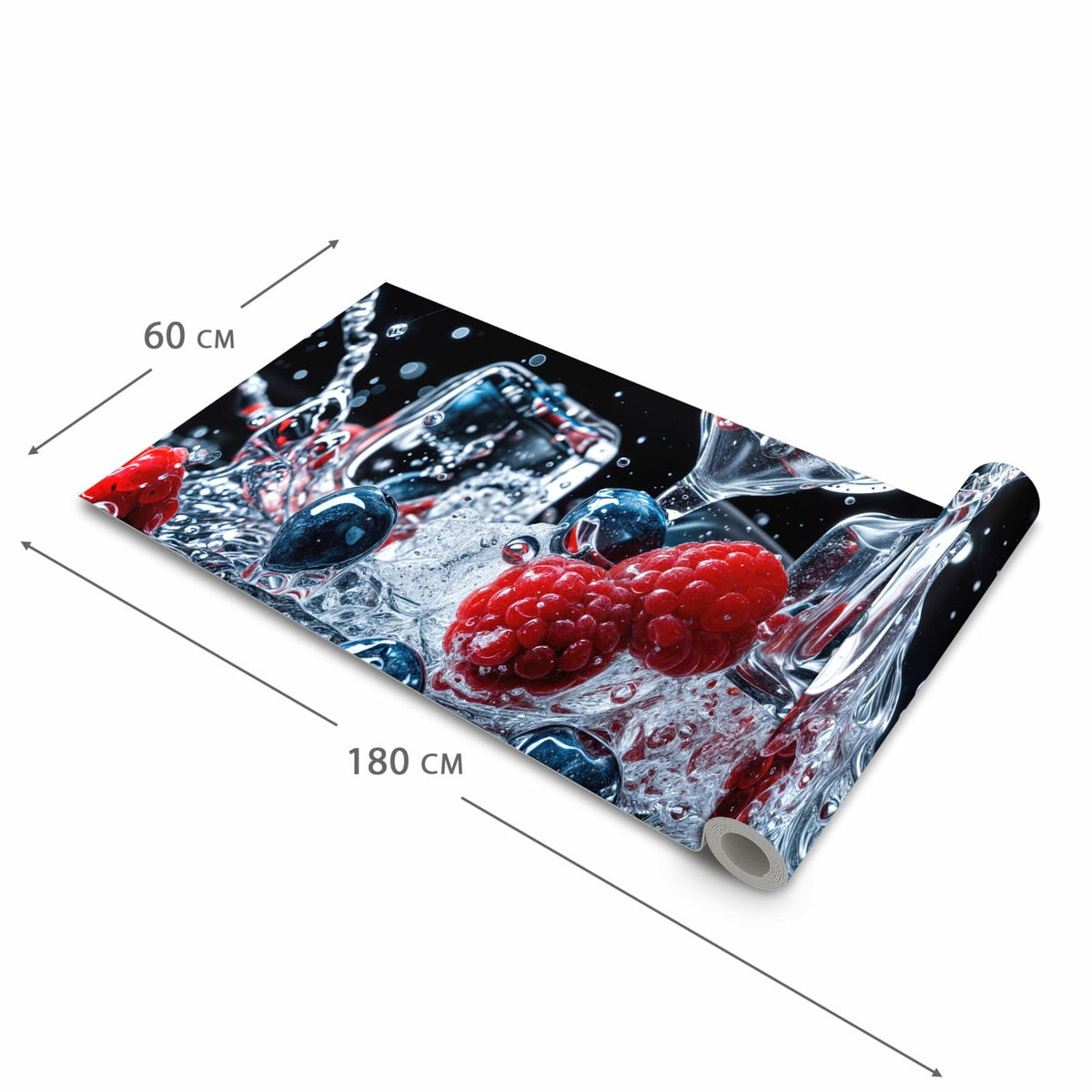 Langlebiger Küchenläufer mit Motiv Beeren Eiswürfel in der Grösse 80x200 cm