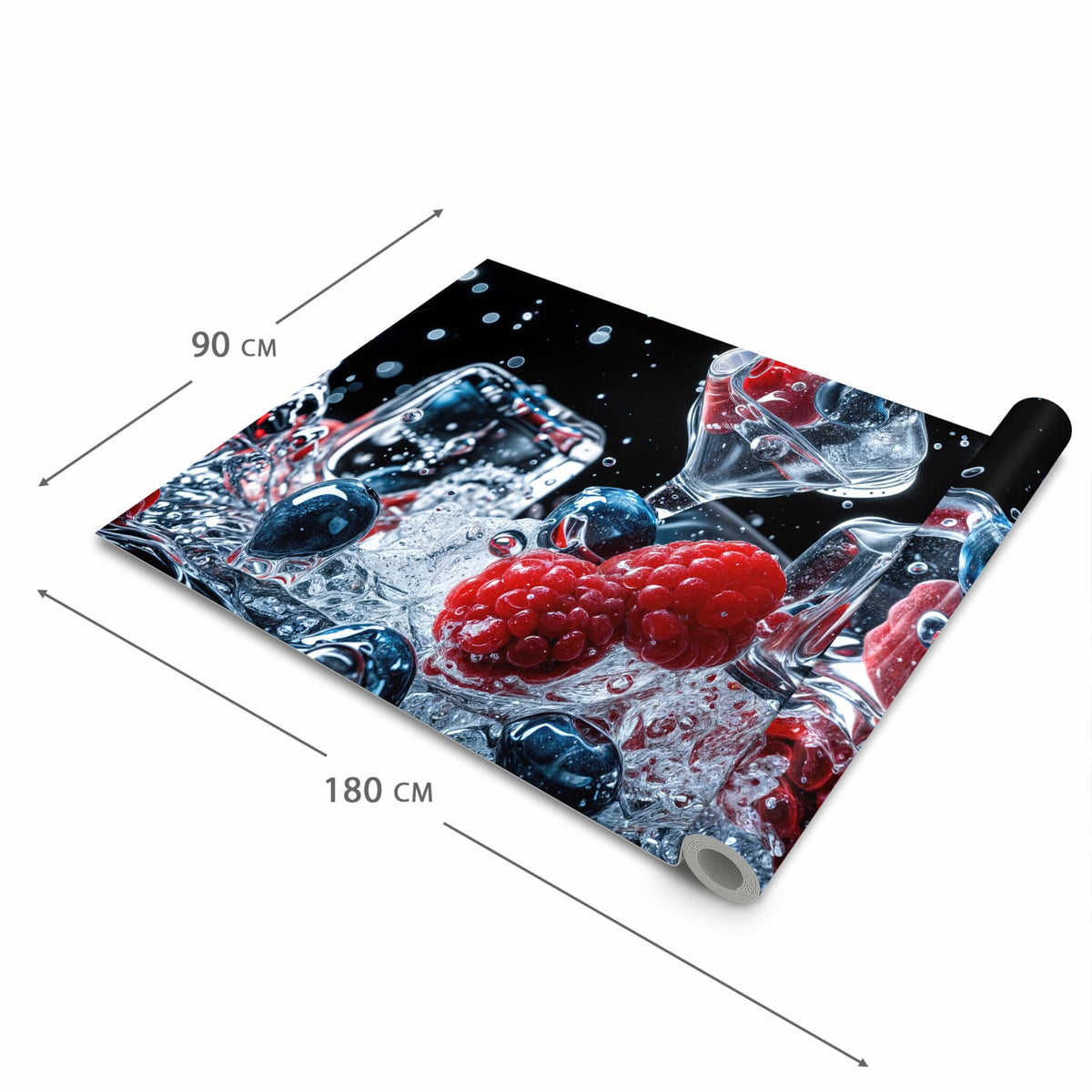 Zeitsparender Küchenläufer mit Motiv Beeren Eiswürfel in der Grösse 80x250 cm