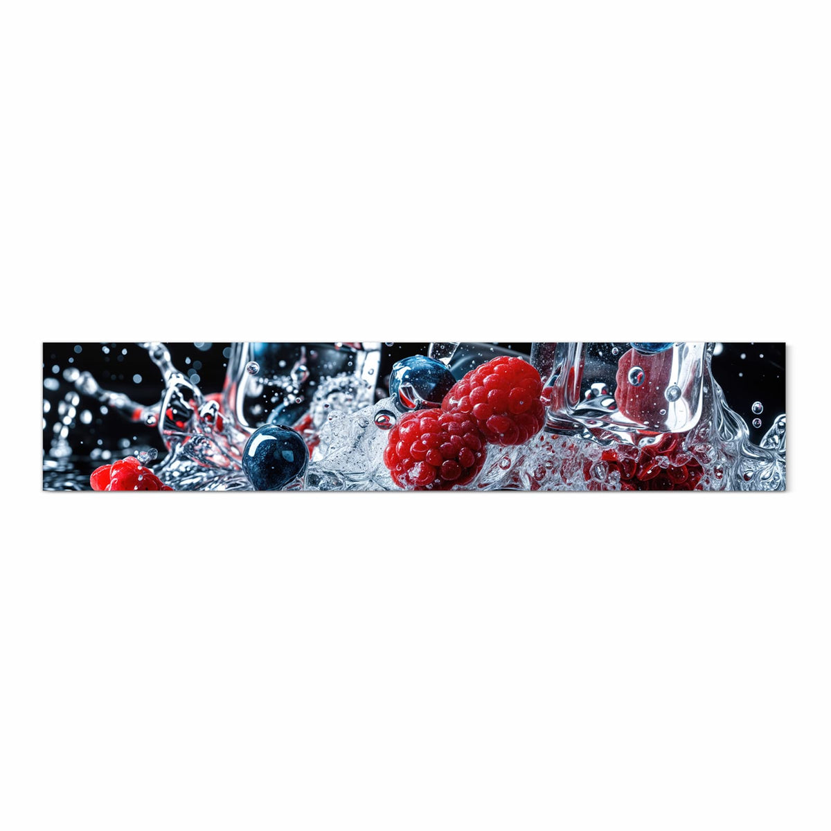Flacher großer Küchenteppich mit Motiv Beeren Eiswürfel in Frontansicht