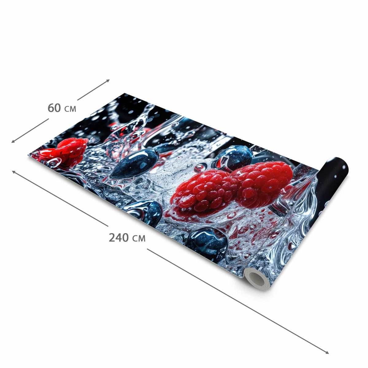 Rutschfester Küchenteppich mit Motiv Beeren Eiswürfel in der Größe 80x200 cm