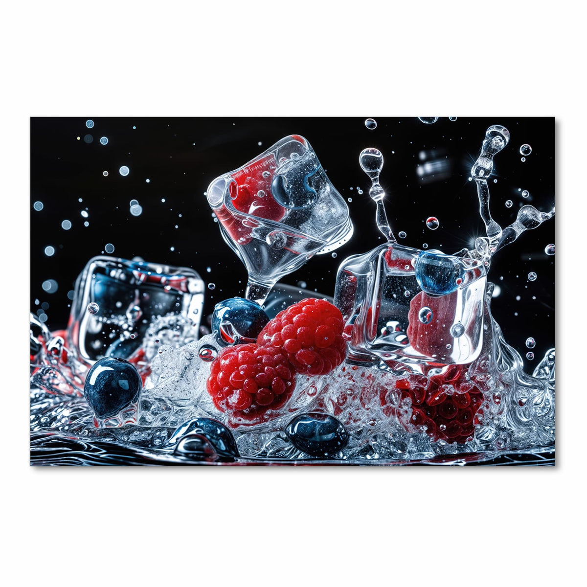 Pflegeleichter rutschfester Küchenteppich mit Motiv Beeren Eiswürfel in Frontansicht