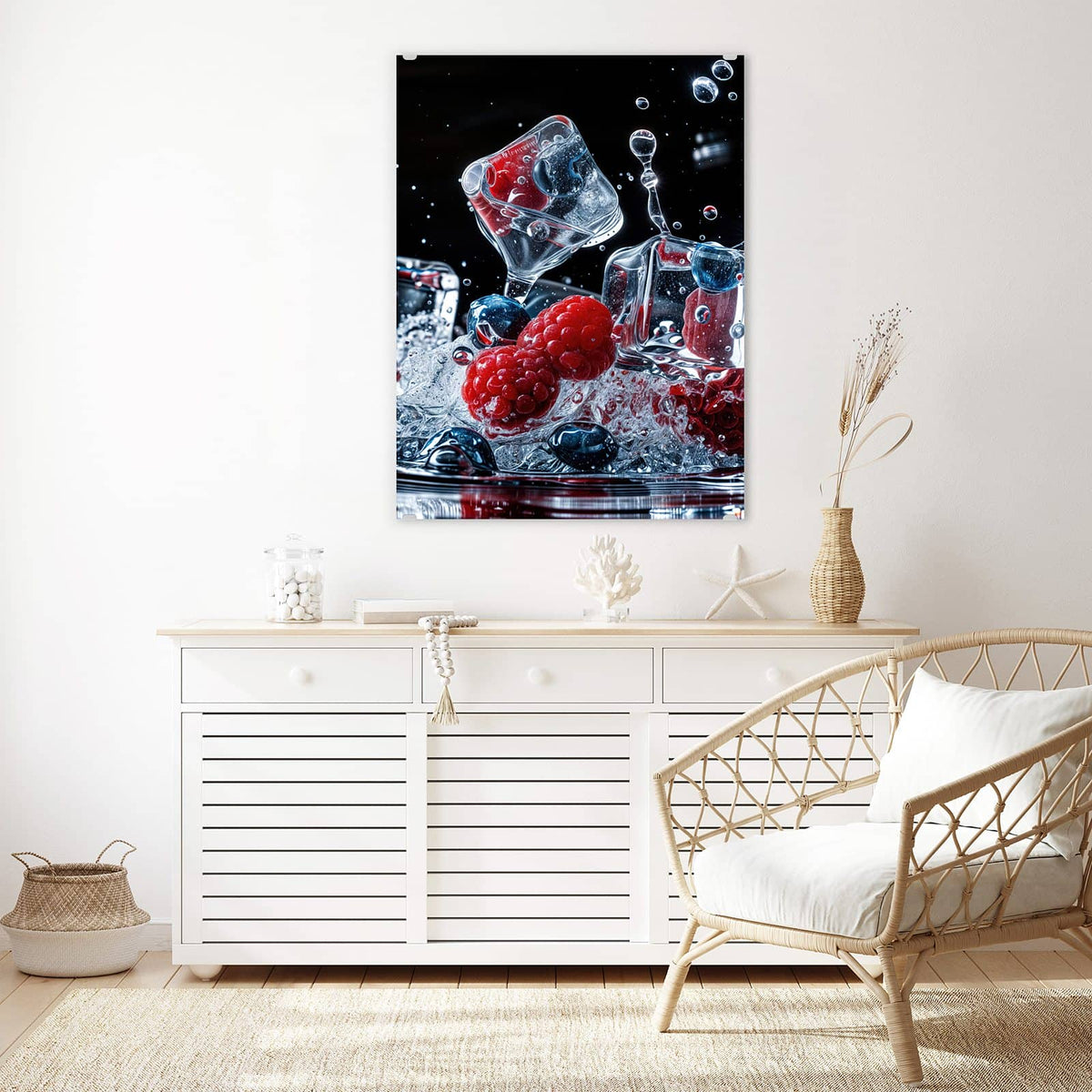 Aufhängung liegt bei – Motiv später wechselbar – Wandbild - Eisgekühlte Beeren - Hochformat