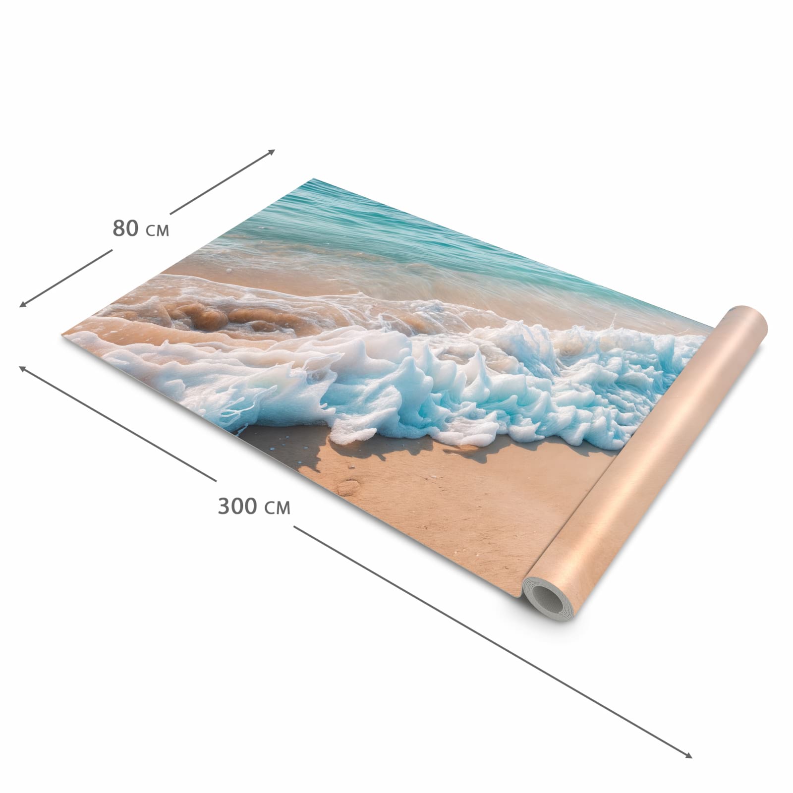 Pflegeleichter Küchenläufer nach Maß mit Motiv Strand Surf Wellen in der Größe 80x200 cm