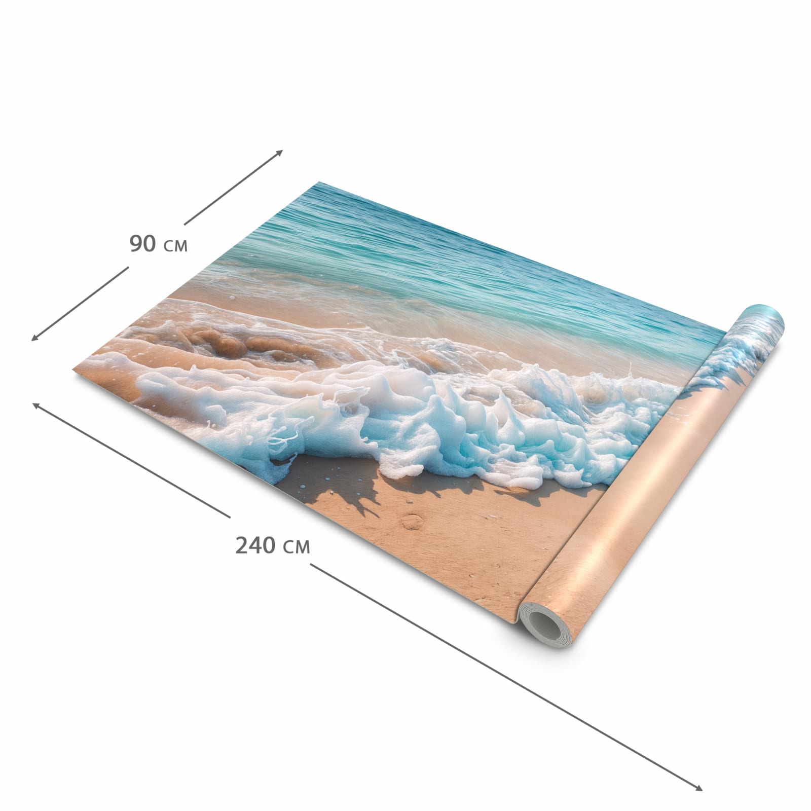 Hygienischer moderner Küchenläufer mit Motiv Strand Surf Wellen in der Grösse 80x200 cm