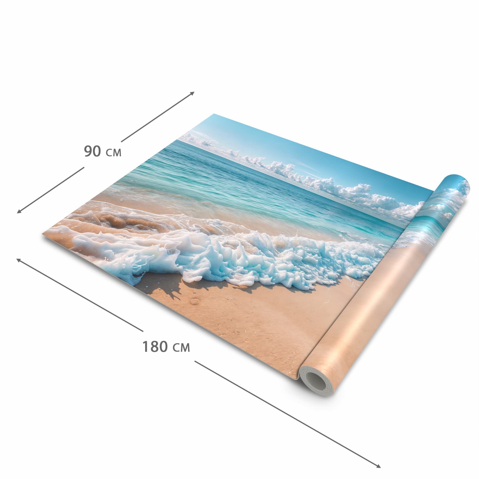 Waschbarer Küchenläufer mit Motiv Strand Surf Wellen in der Grösse 80x200 cm für angenehme Haptik