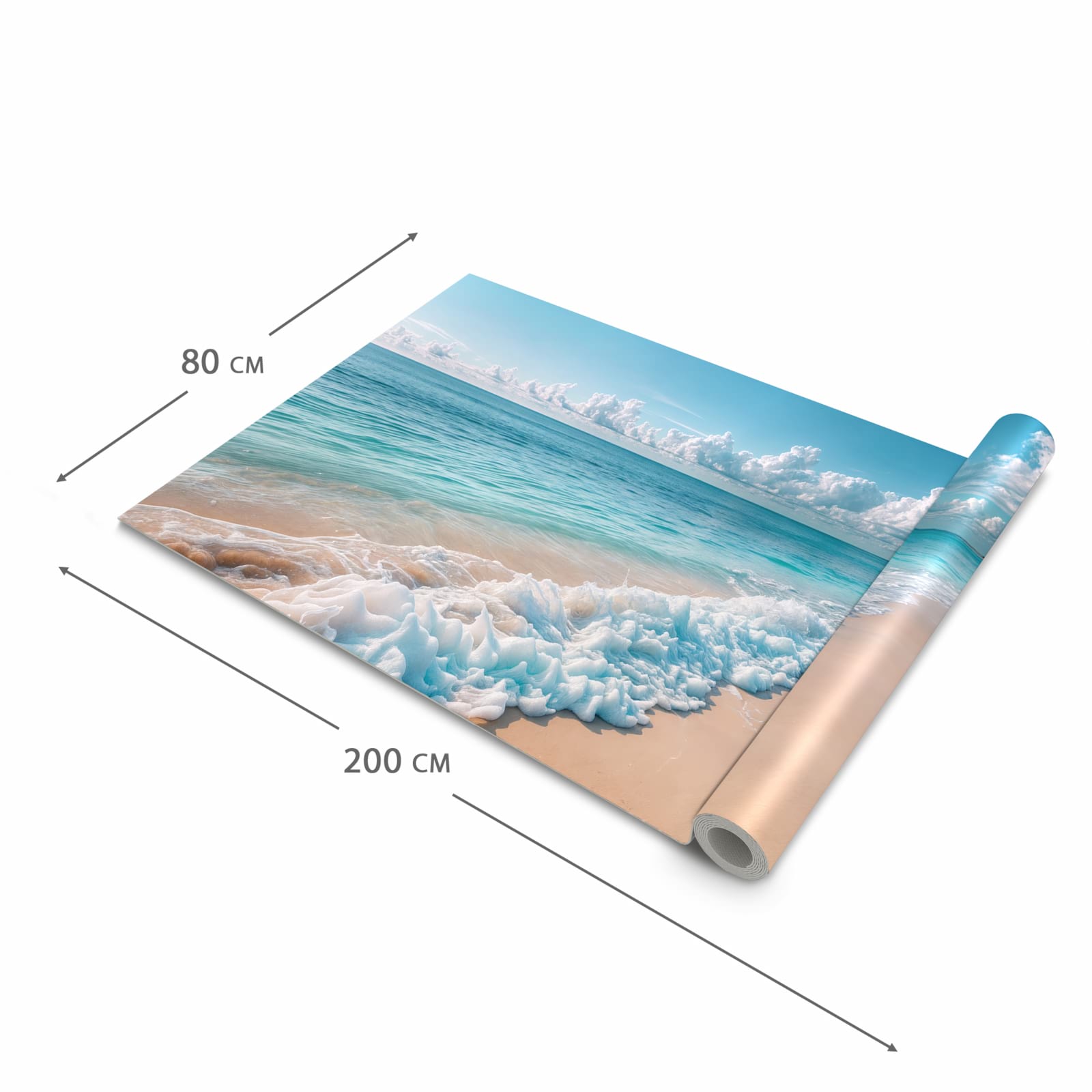 Pflegeleichter waschbarer Küchenläufer mit Motiv Strand Surf Wellen in der Grösse 80x200 cm