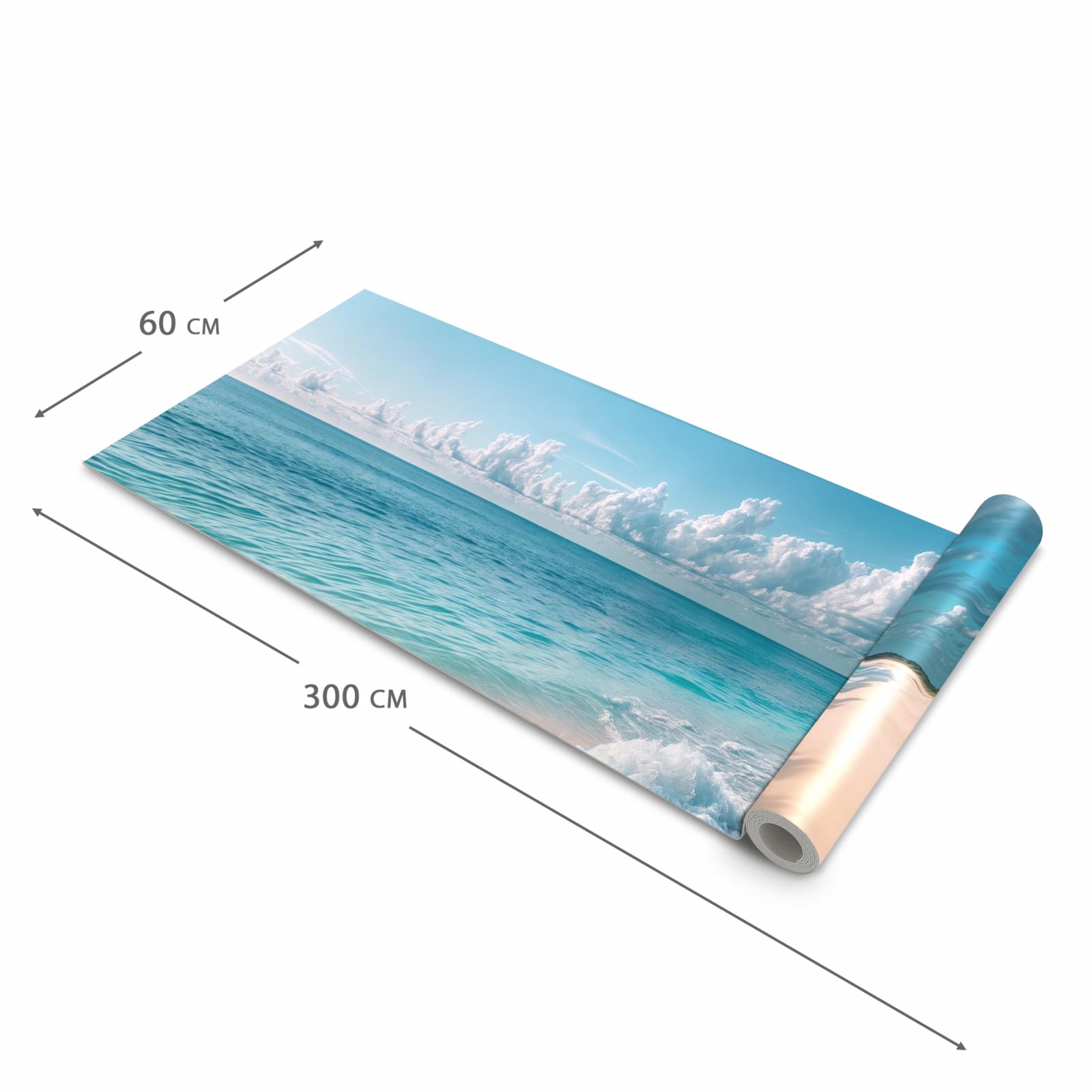 Langlebiger rutschfester Küchenläufer mit Motiv Strand Surf Wellen in der Grösse 80x200 cm