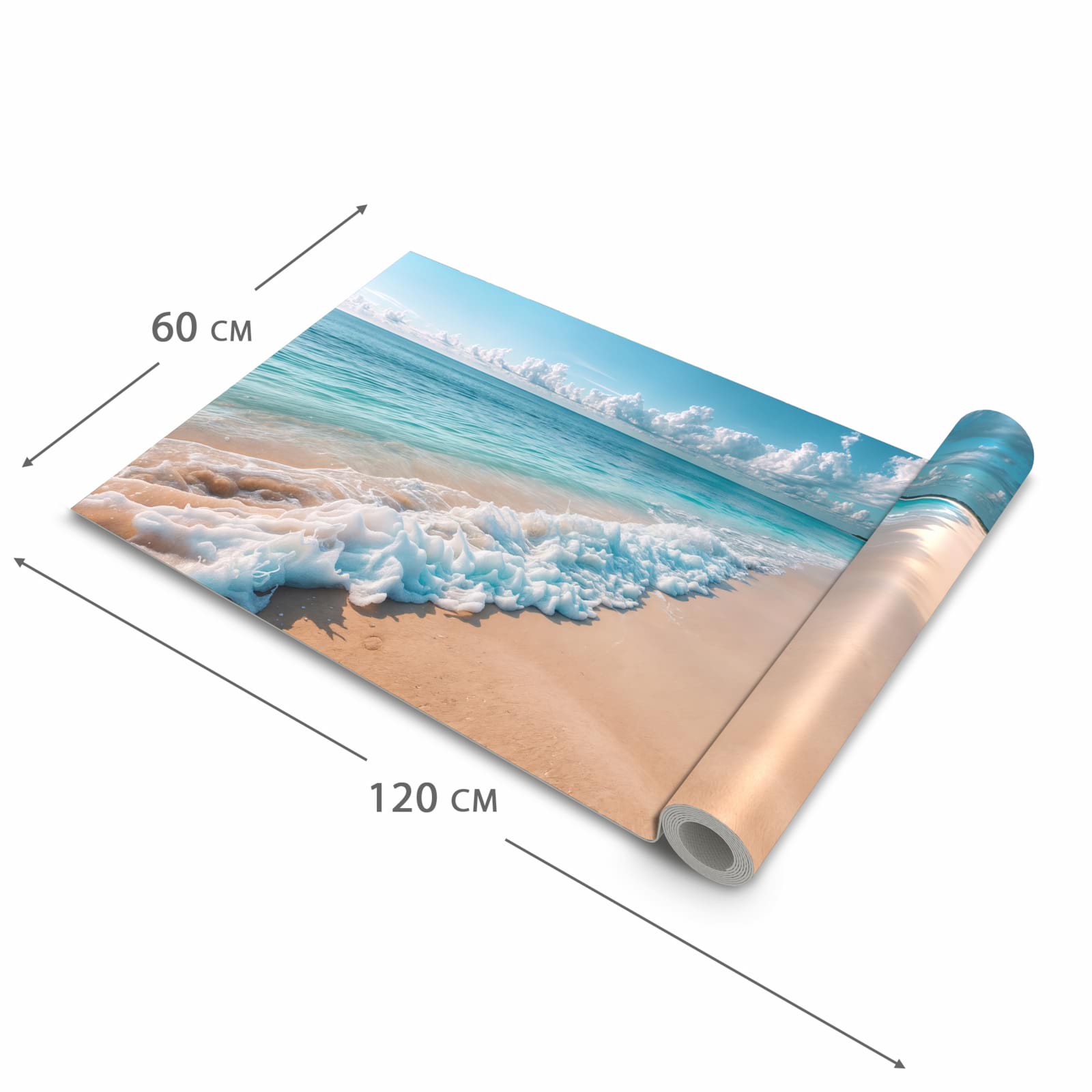 Waschbarer Küchenteppich mit Motiv Strand Surf Wellen in der Grösse 80x200 cm für Trittkomfort