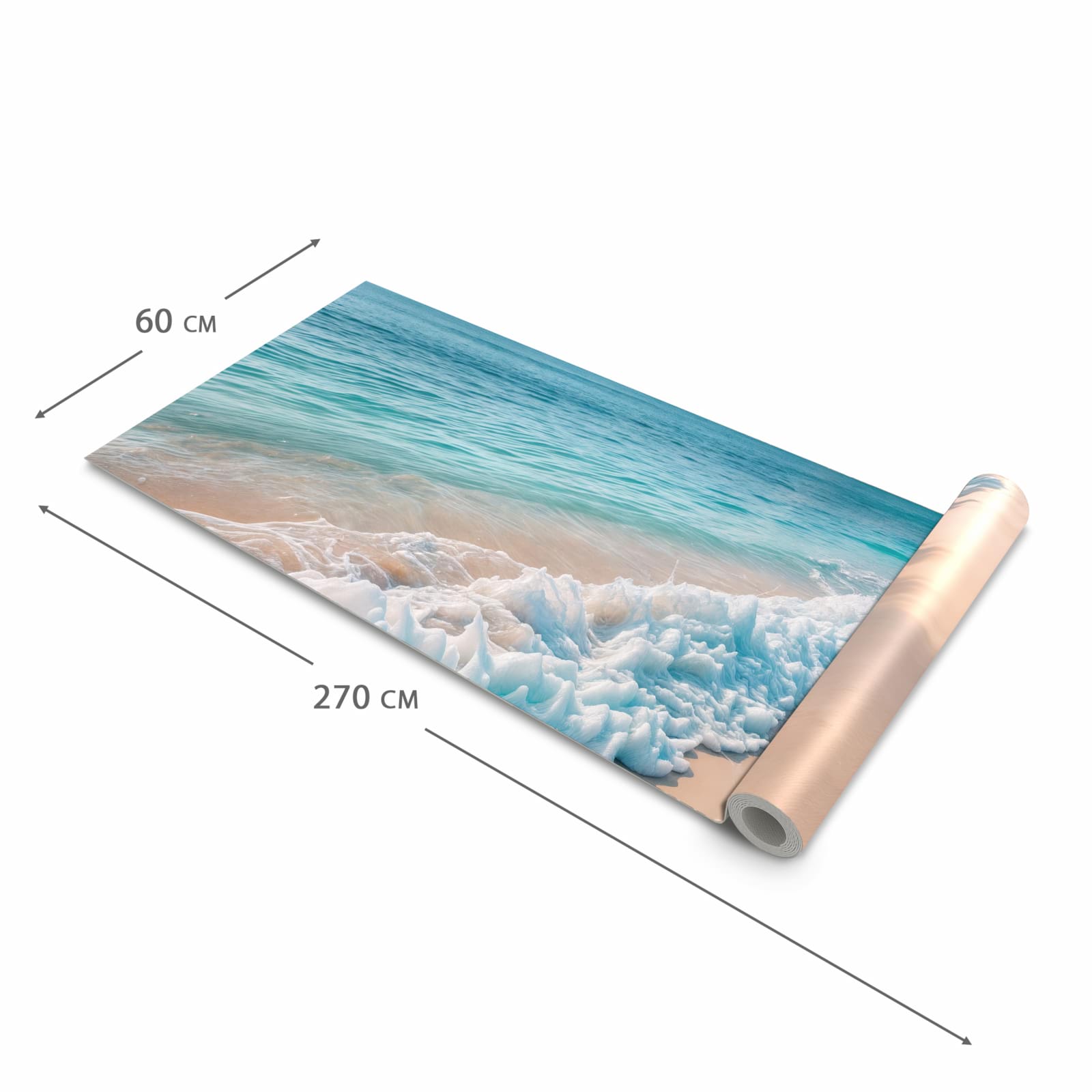 Geruchsneutraler rutschfester Küchenläufer mit Motiv Strand Surf Wellen in der Grösse 80x200 cm