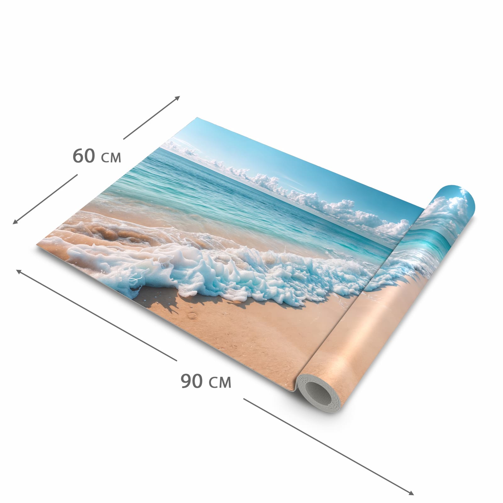 Flacher rutschfester Küchenläufer mit Motiv Strand Surf Wellen in der Grösse 80x200 cm